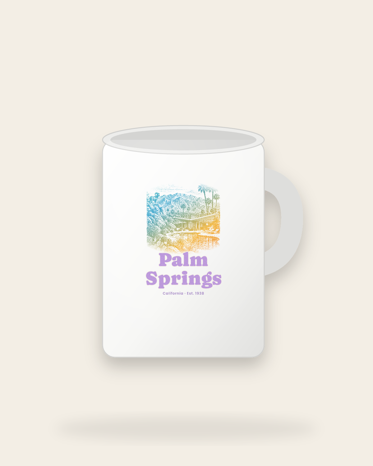 Palm Springs Modern Oasis Ceramic Mug 15oz in White