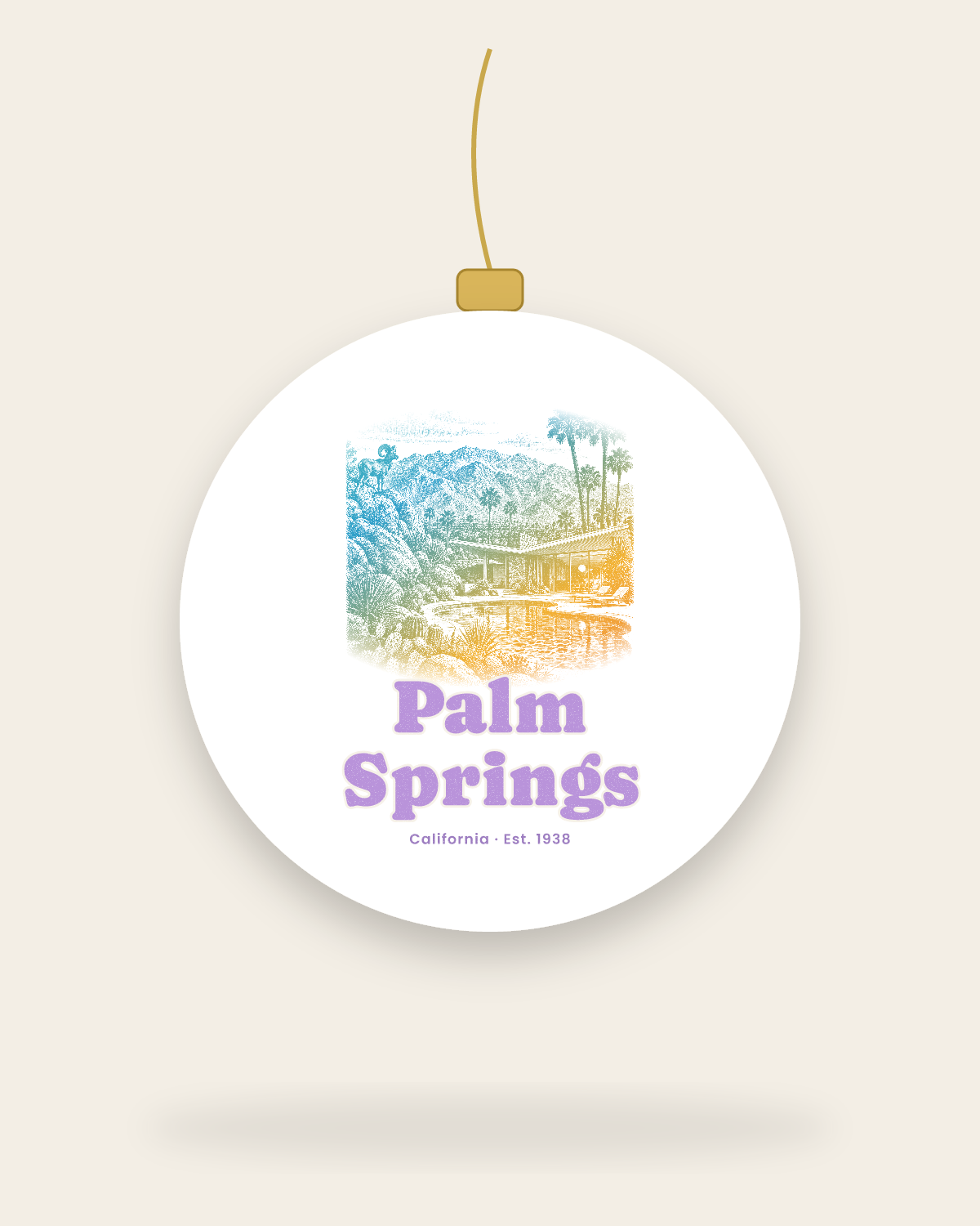 Palm Springs Modern Oasis Ceramic Ornament in White