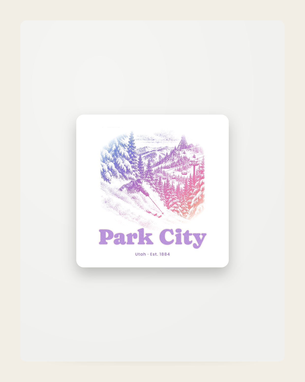 Park City Powder Day Fridge Magnet in White