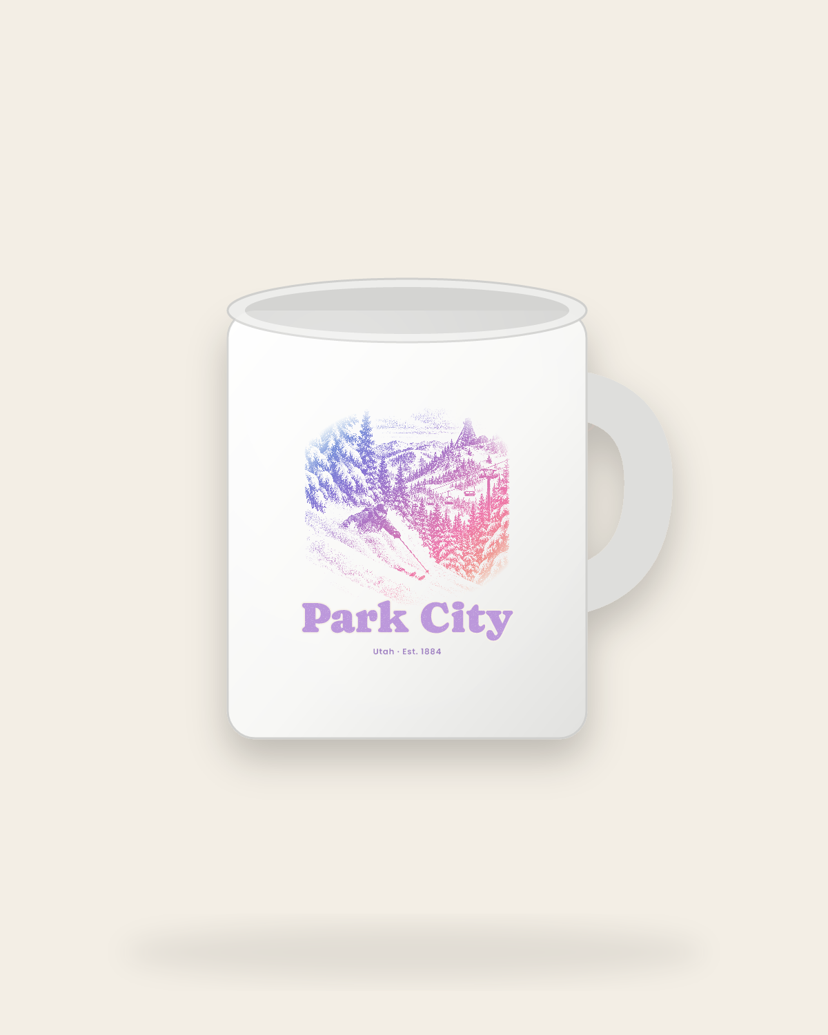 Park City Powder Day Ceramic Mug 11oz in White