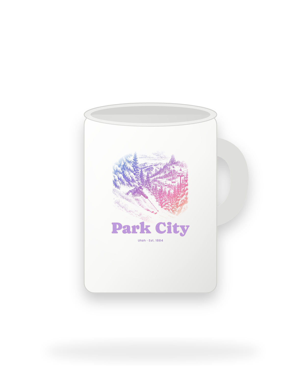 Park City Powder Day Ceramic Mug 15oz in White