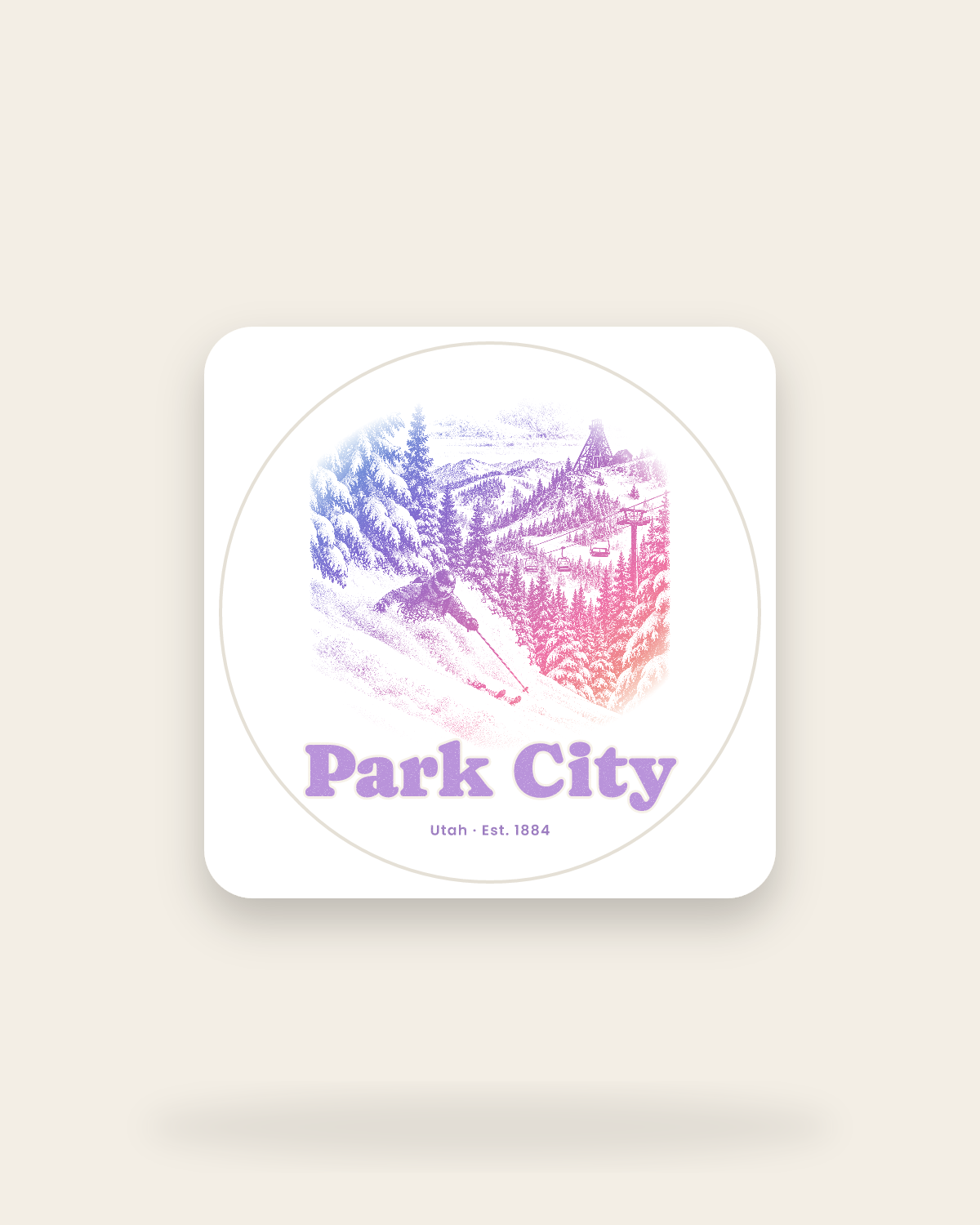 Park City Powder Day Kiss-Cut Sticker in White