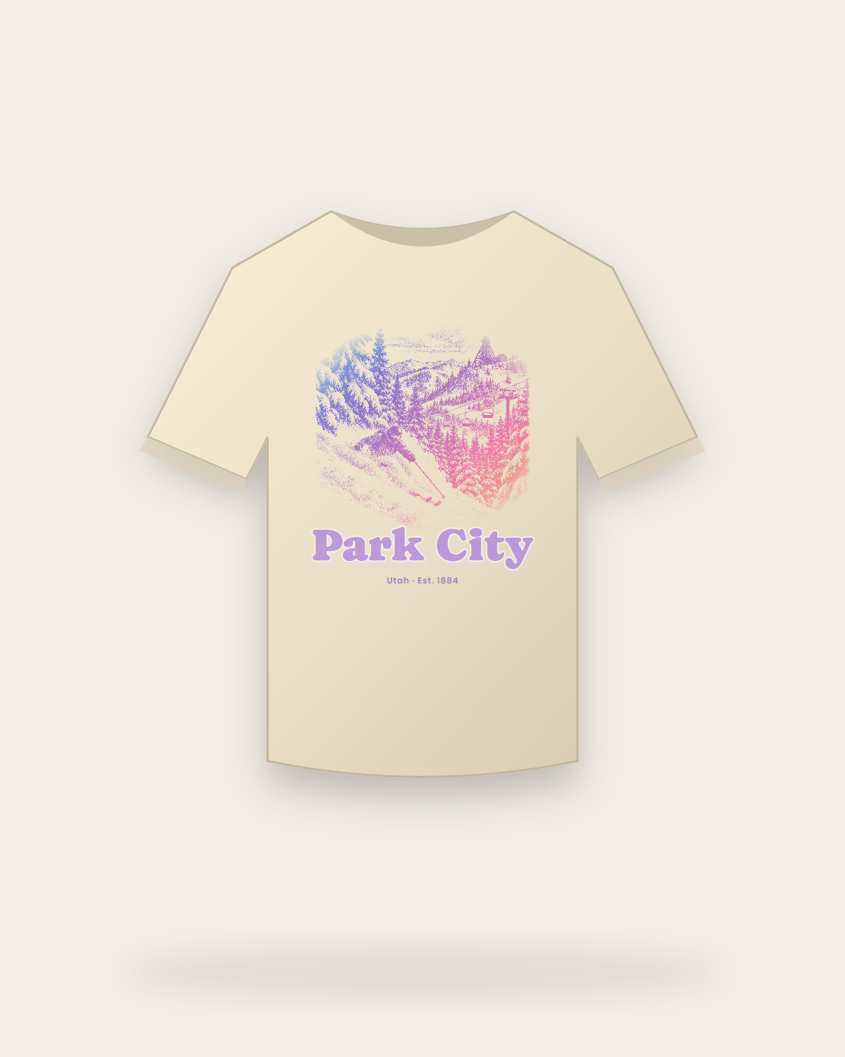 Park City, UT Powder Day Classic Tee in Natural