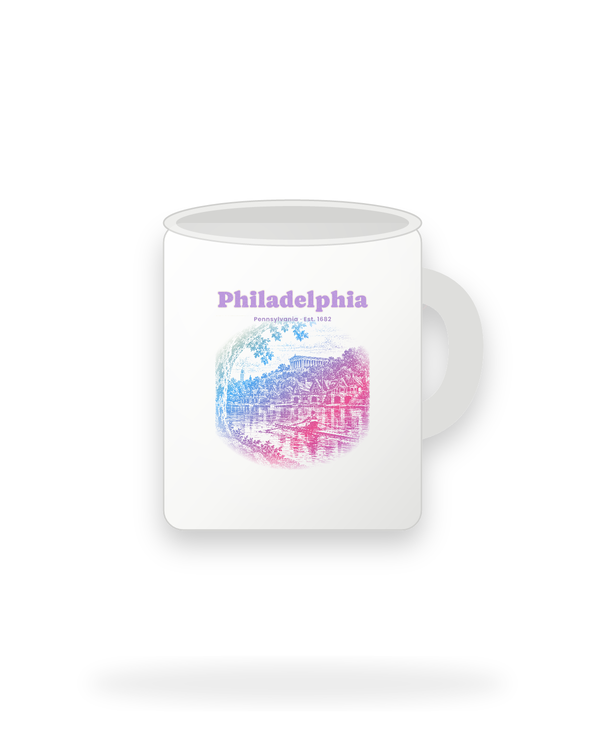Philadelphia Boathouse Row Ceramic Mug 11oz in White
