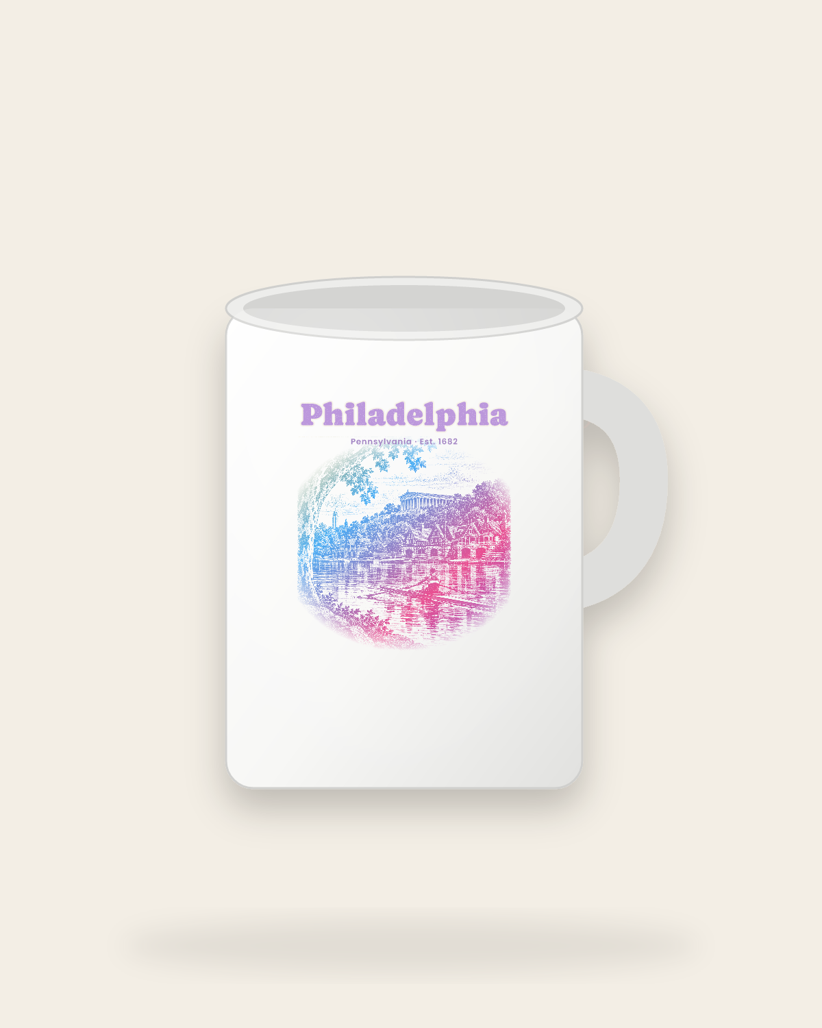 Philadelphia Boathouse Row Ceramic Mug 15oz in White
