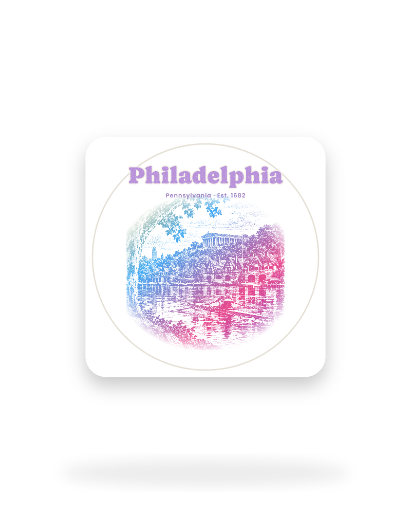 Philadelphia Boathouse Row Kiss-Cut Sticker