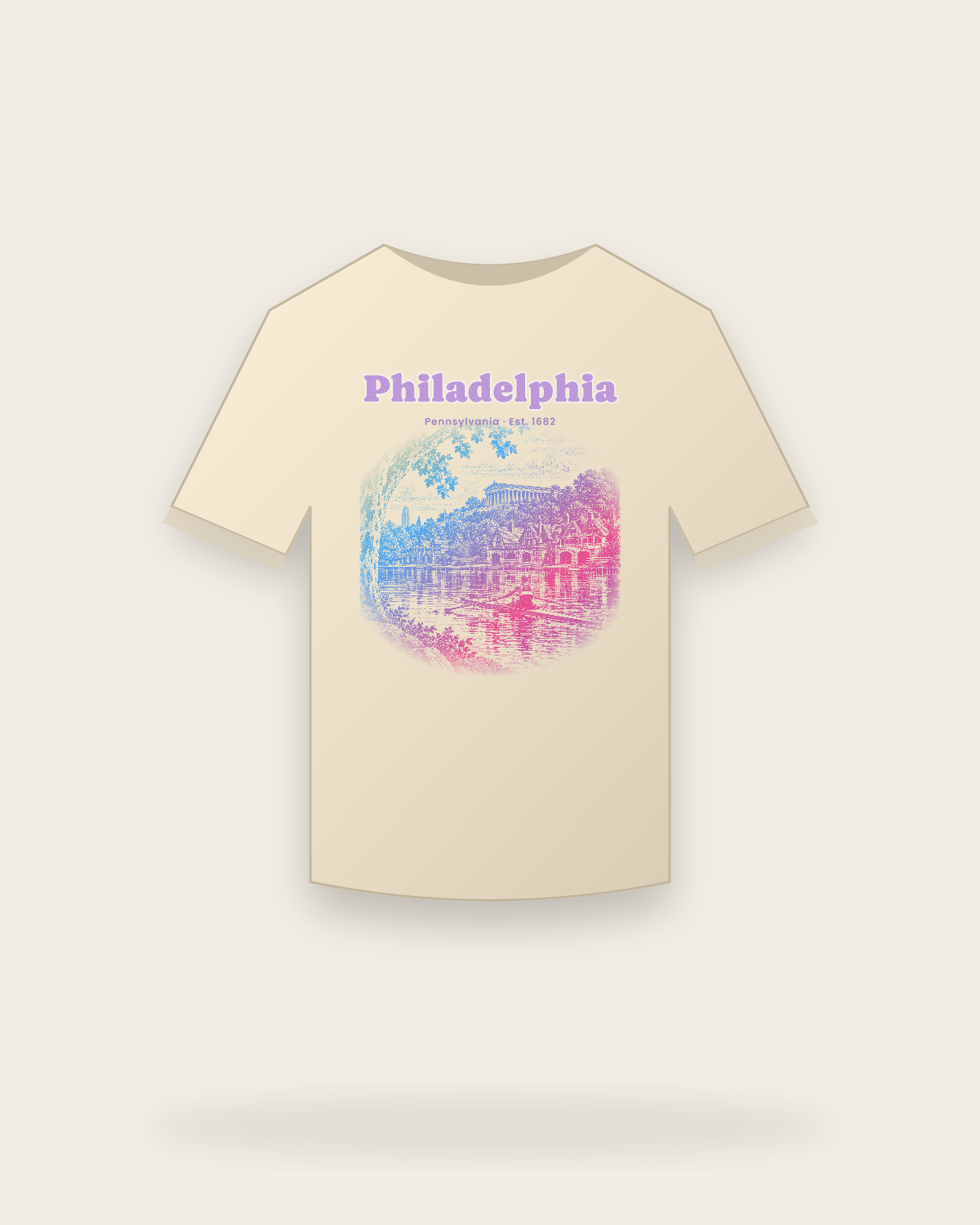 Philadelphia Boathouse Row Organic Cotton Tee in Natural