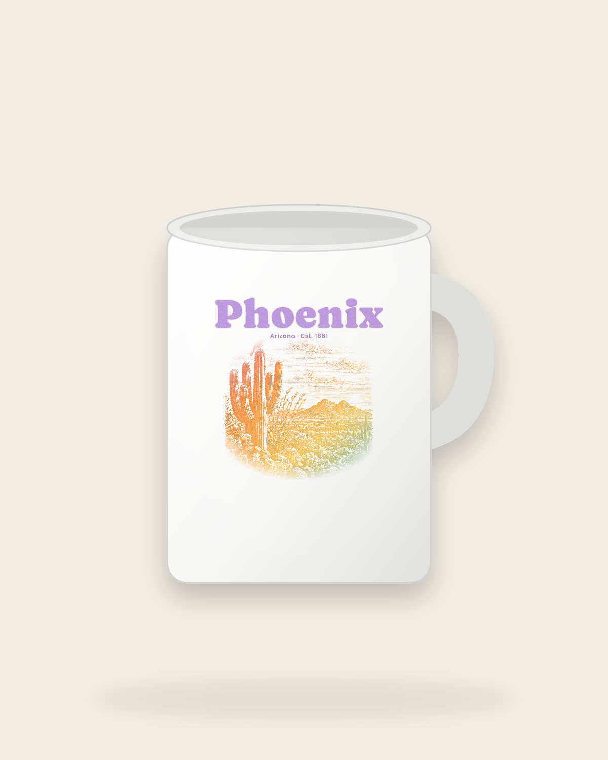 Phoenix Saguaro Sunset Ceramic Mug 15oz in White