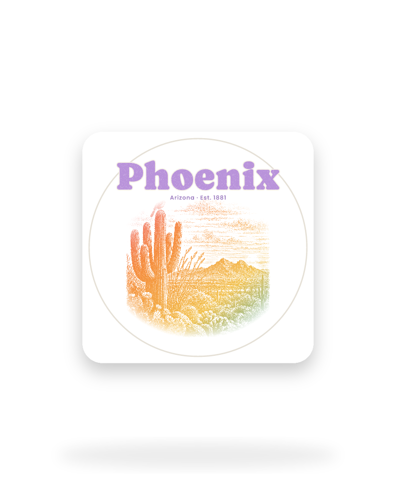 Phoenix Saguaro Sunset Kiss-Cut Sticker