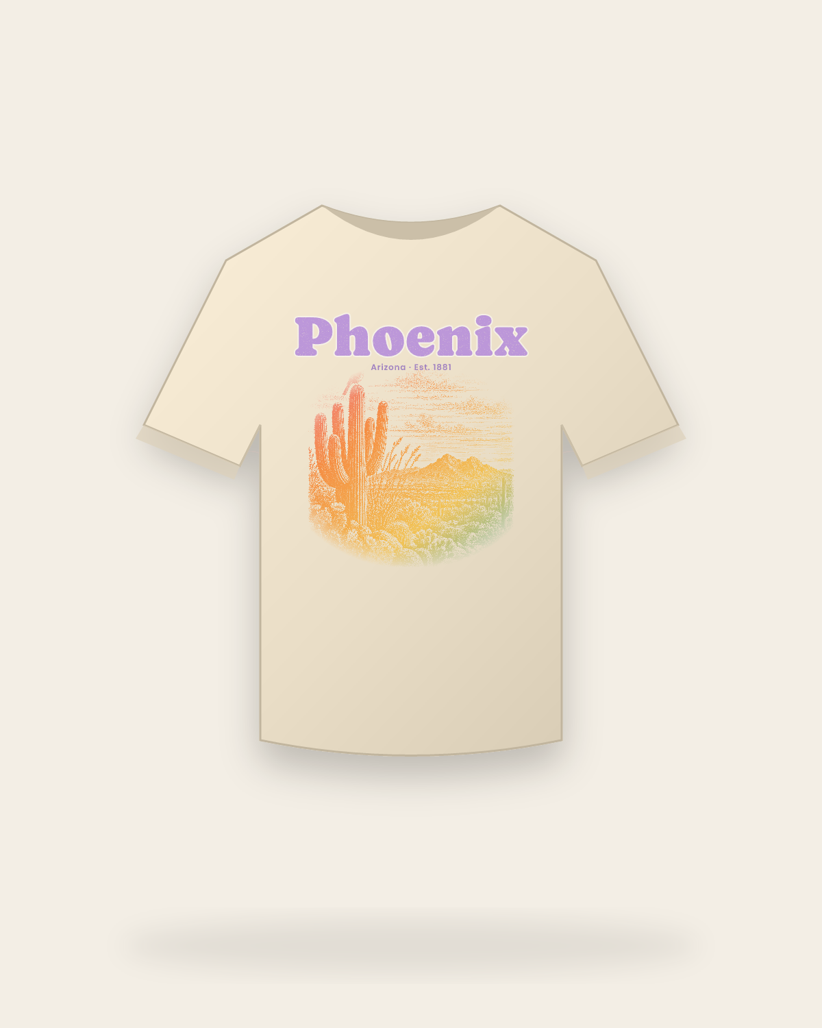 Phoenix Saguaro Sunset Organic Cotton Tee in Natural