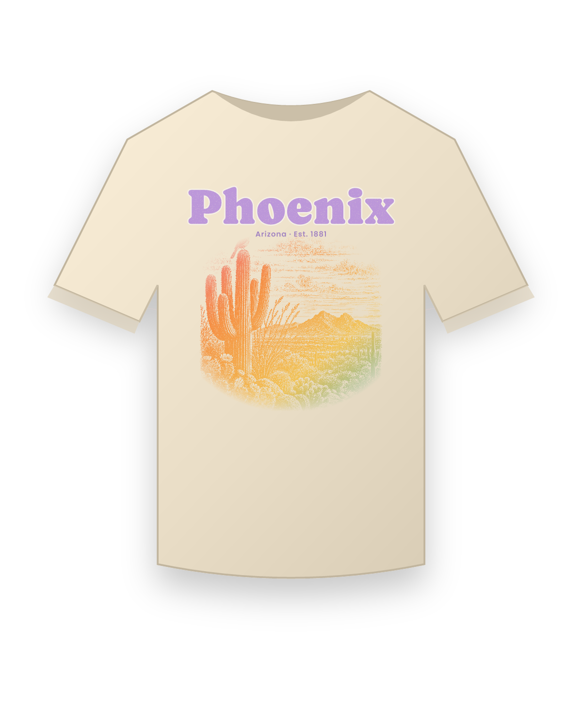 Phoenix, AZ Saguaro Sunset Classic Tee in Natural