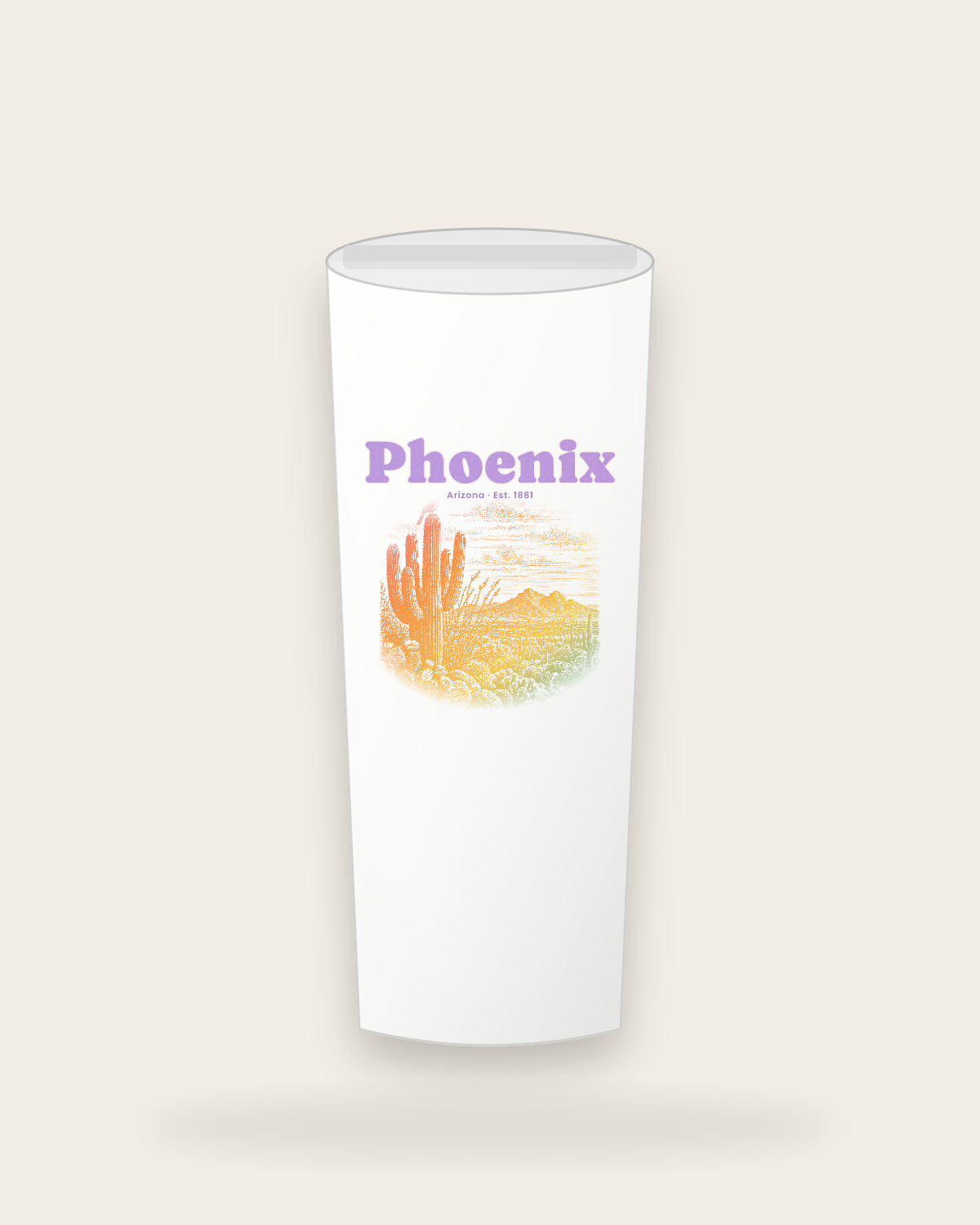 Phoenix Saguaro Sunset Insulated Tumbler 20oz in White