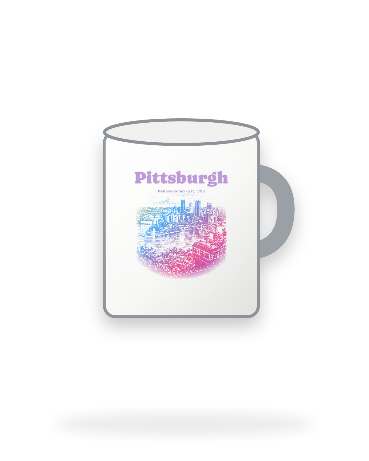 Pittsburgh Incline View Enamel Camp Mug in White