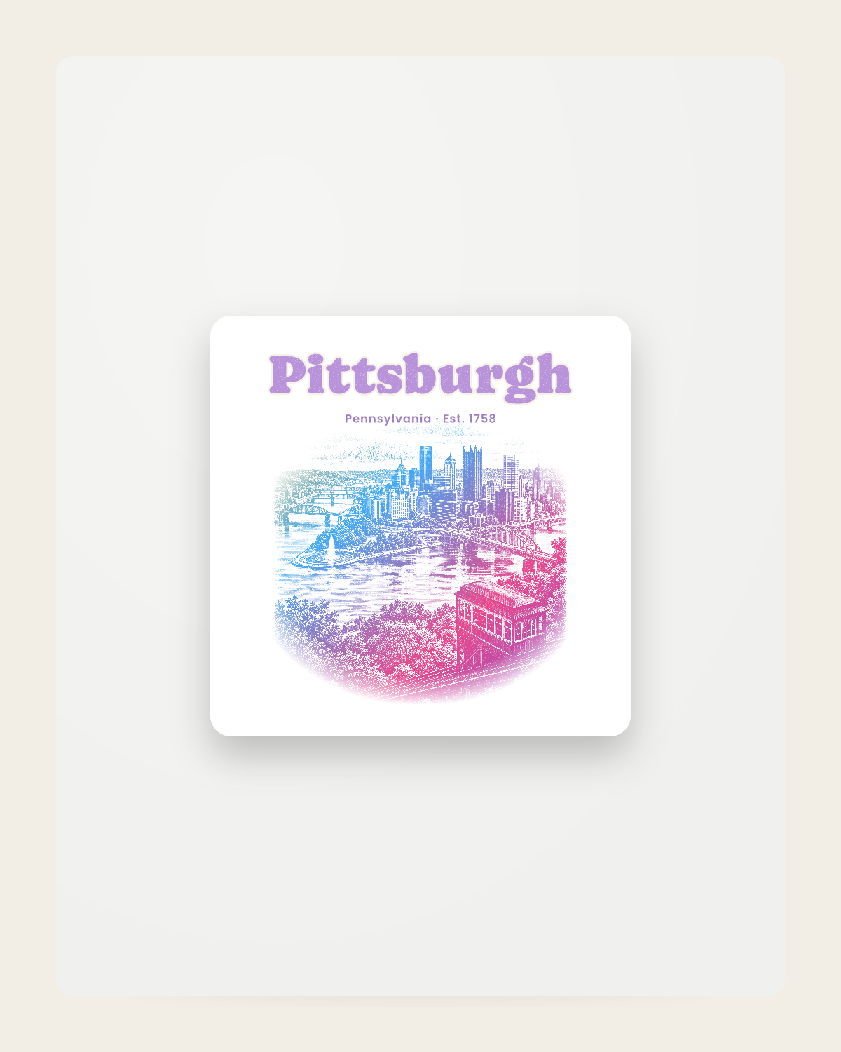 Pittsburgh Incline View Fridge Magnet in White