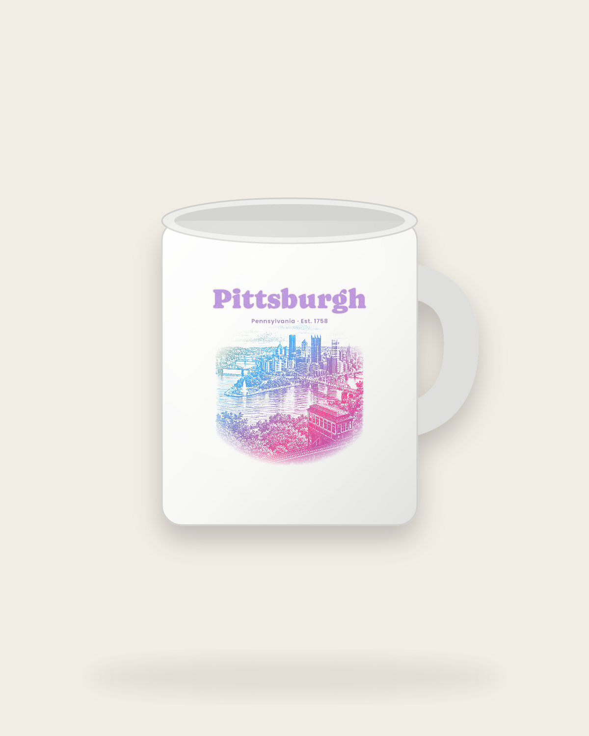 Pittsburgh Incline View Ceramic Mug 11oz in White