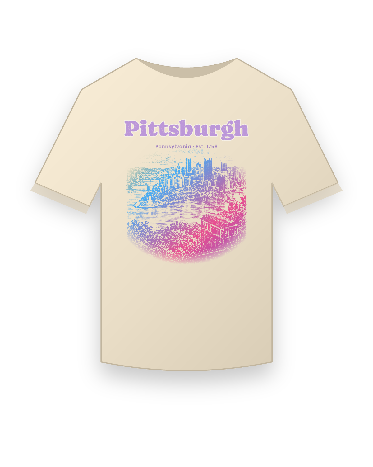 Pittsburgh Incline View Organic Cotton Tee in Natural