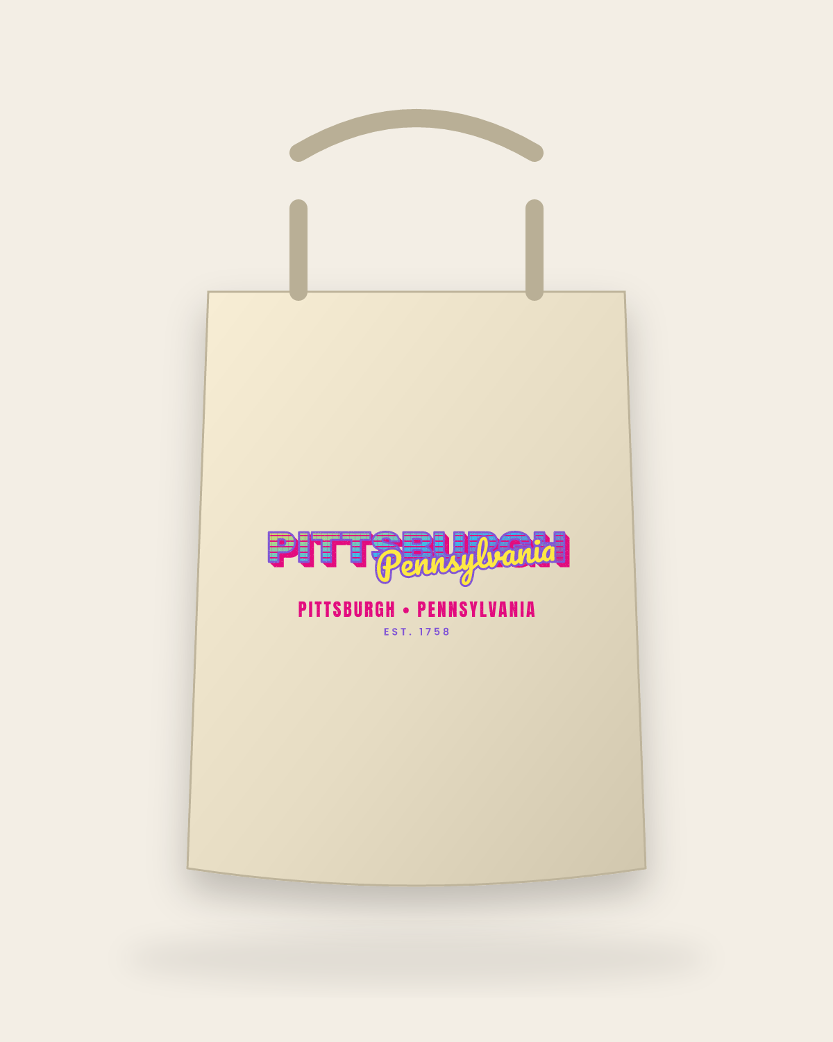 Pittsburgh Music TV Canvas Tote in Beige
