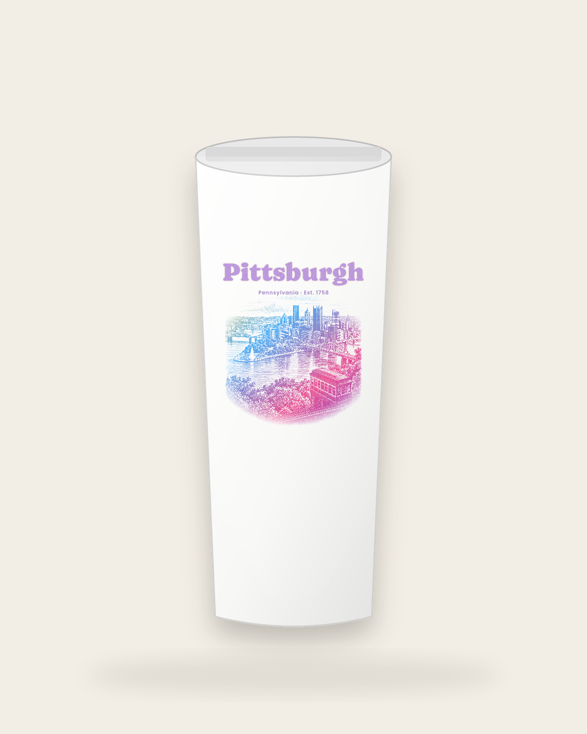 Pittsburgh Incline View Insulated Tumbler 20oz in White