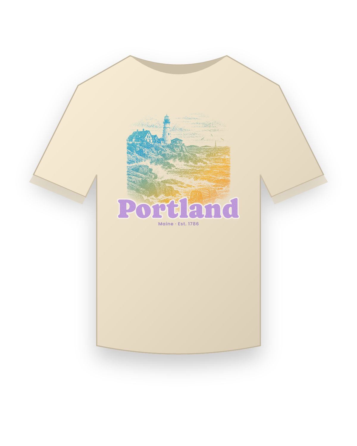 Portland, ME Portland Head Light Classic Tee in Natural