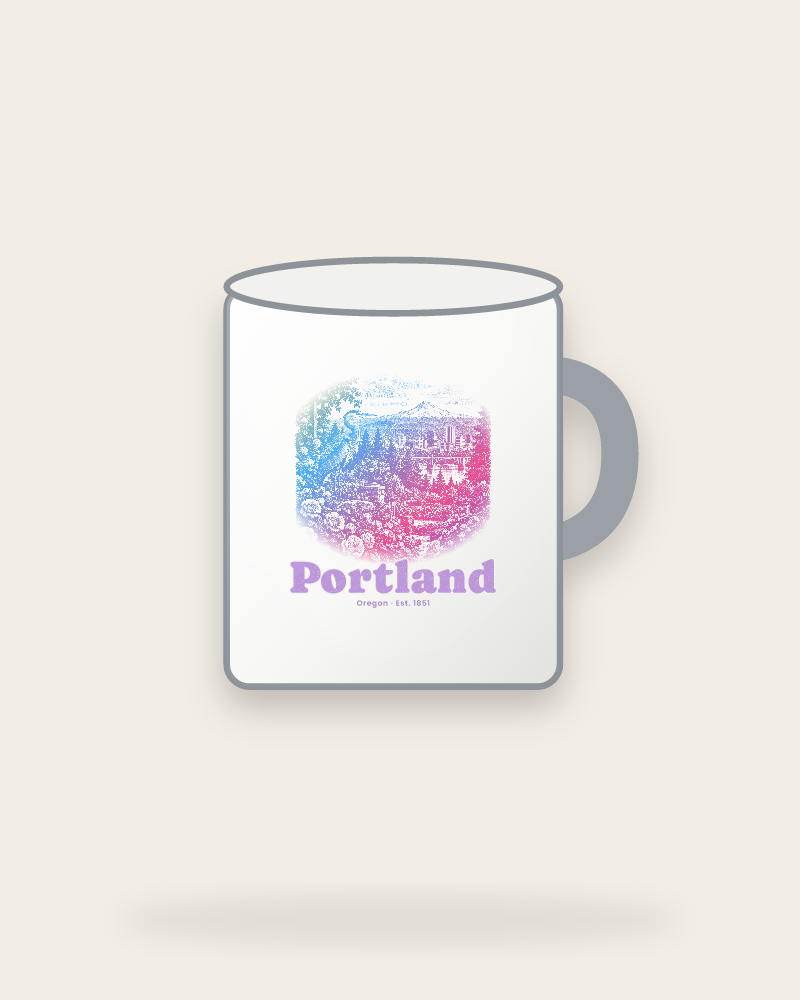 Portland Rose City Heron Enamel Camp Mug