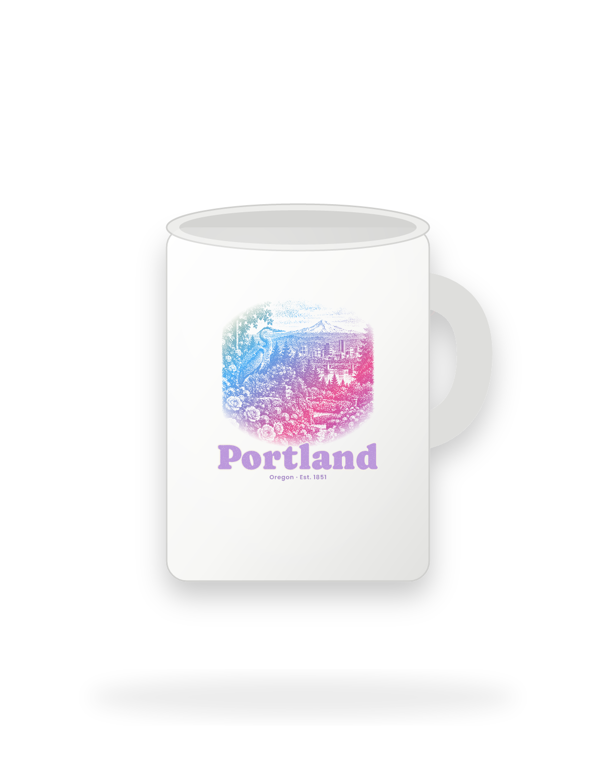 Portland Rose City Heron Ceramic Mug 15oz in White