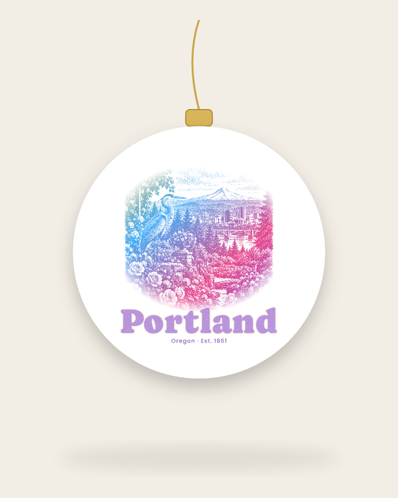 Portland Rose City Heron Ceramic Ornament