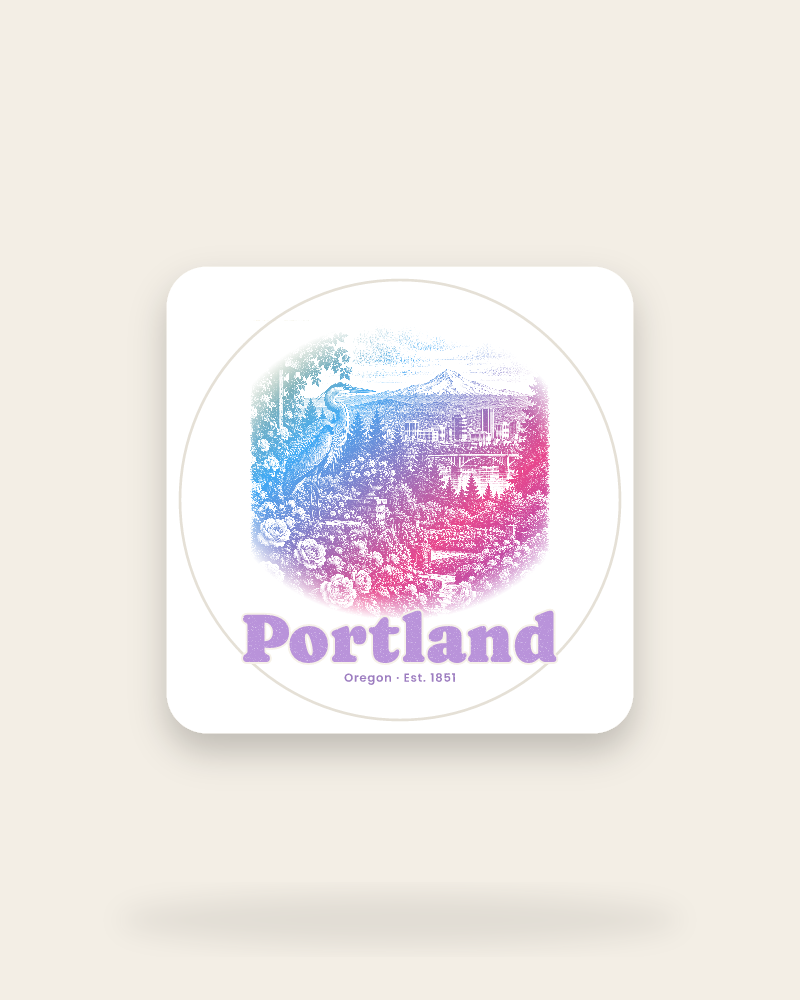 Portland Rose City Heron Kiss-Cut Sticker