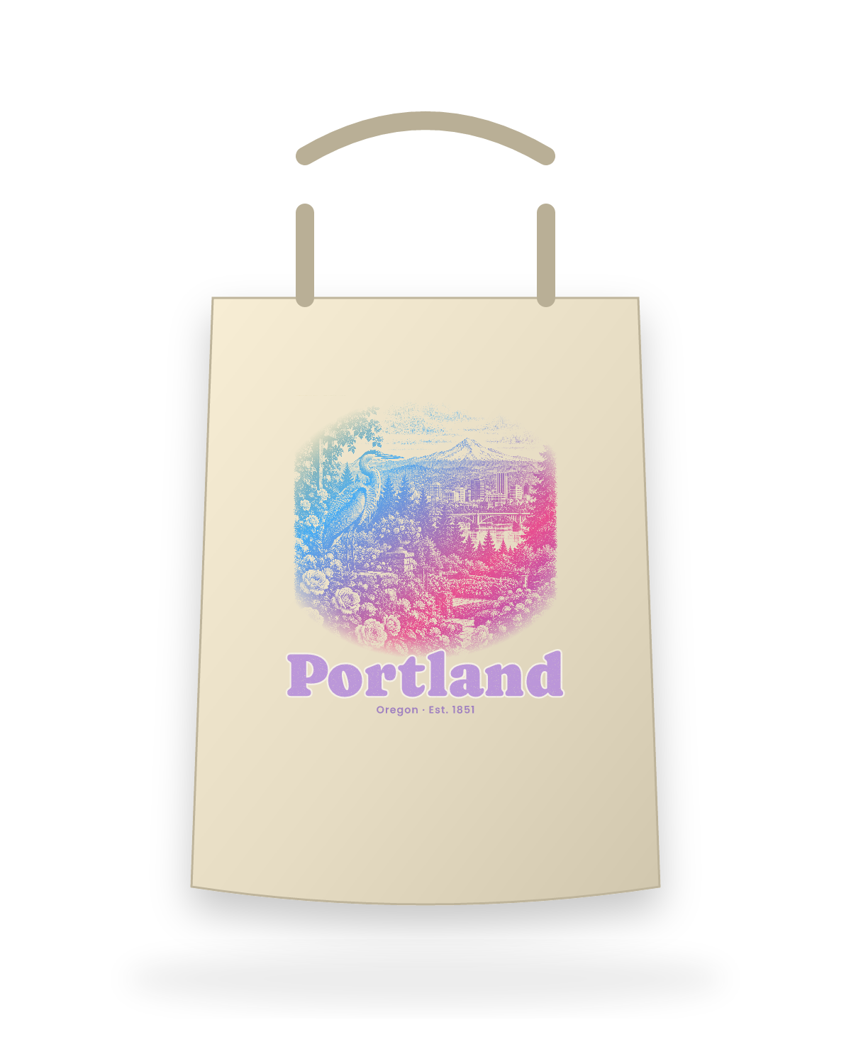 Portland Rose City Heron Canvas Tote in Beige