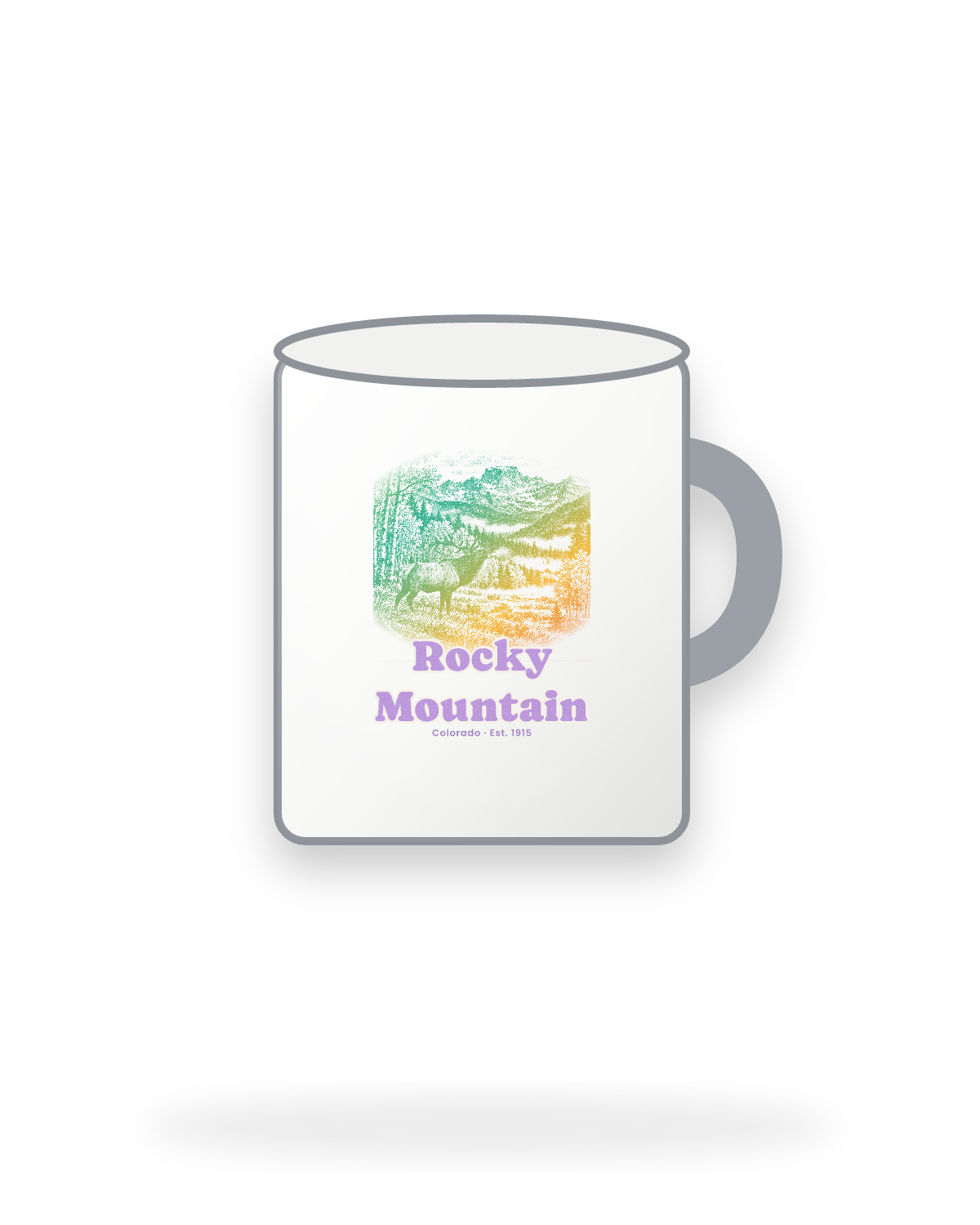 Rocky Mountain Bugling Elk Enamel Camp Mug in White