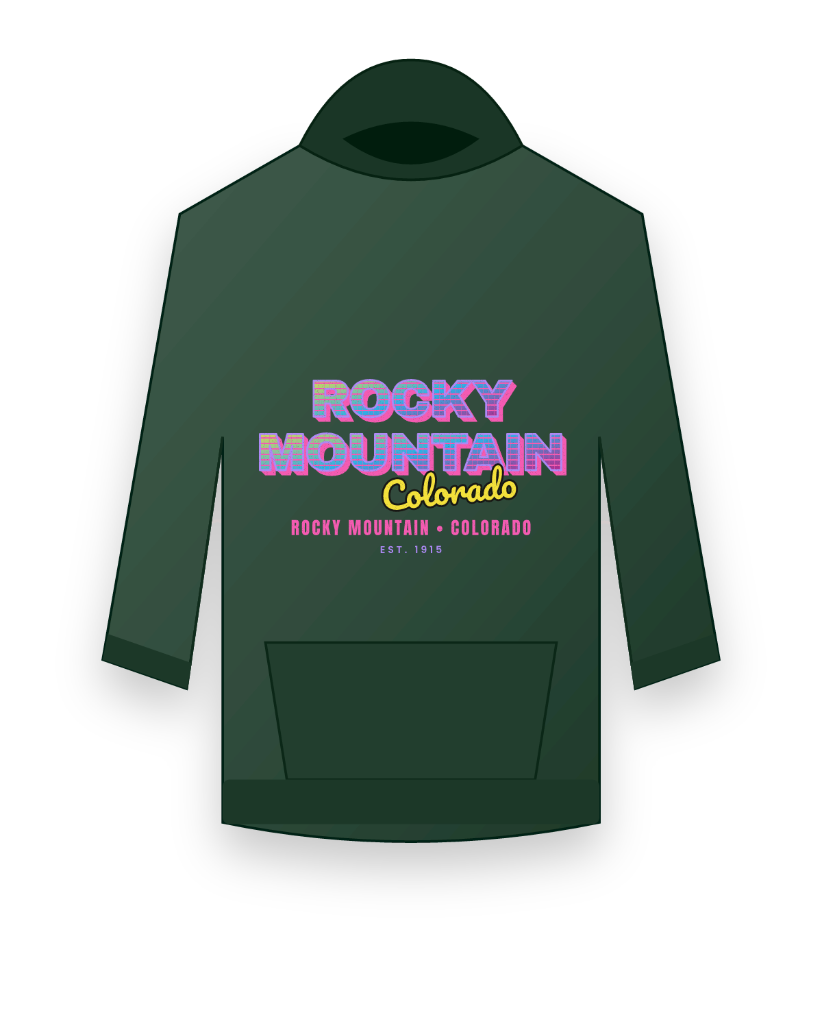 Rocky Mountain Music TV Hooded Sweatshirt in Forest Green
