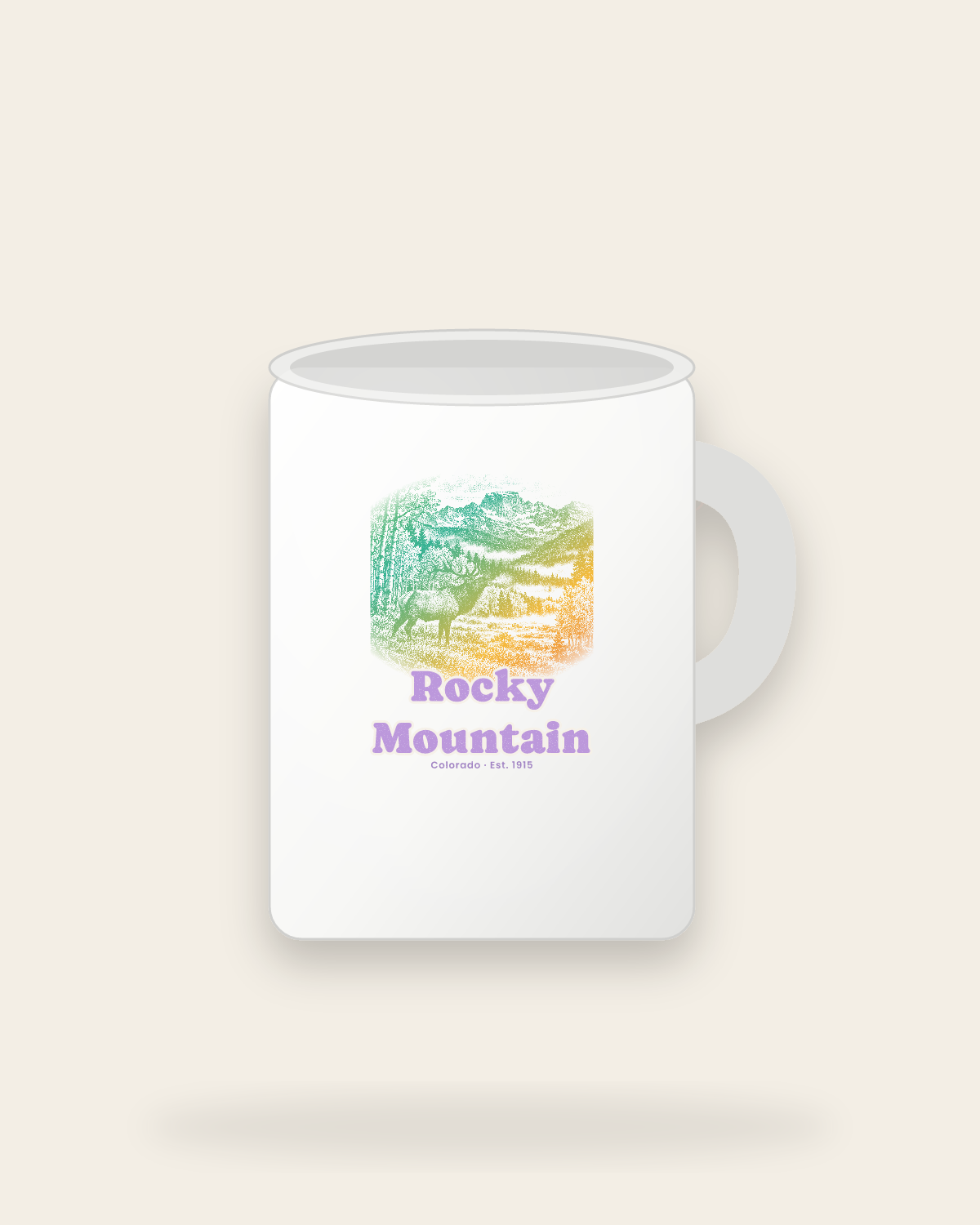Rocky Mountain Bugling Elk Ceramic Mug 15oz in White