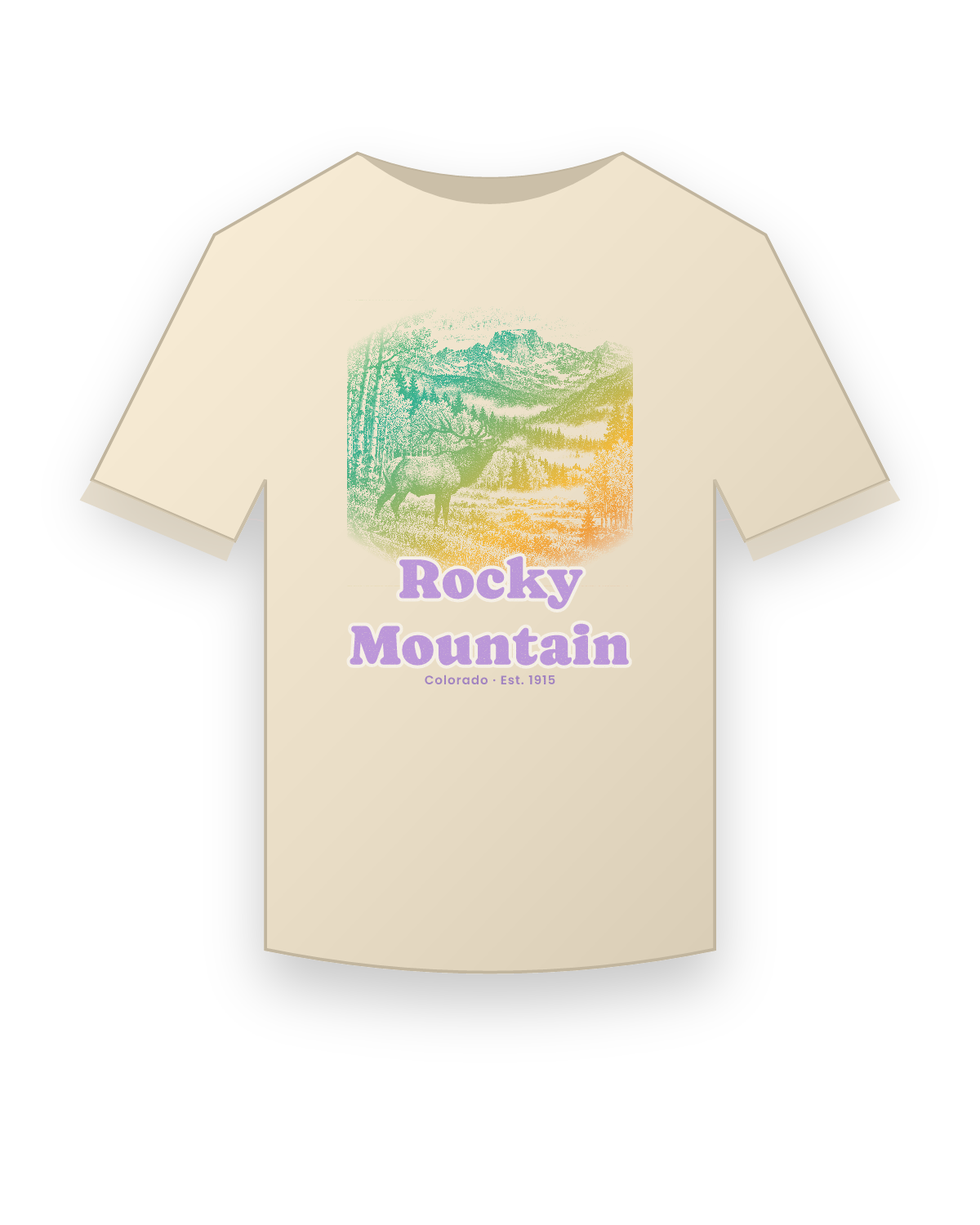 Rocky Mountain Bugling Elk Organic Cotton Tee in Natural
