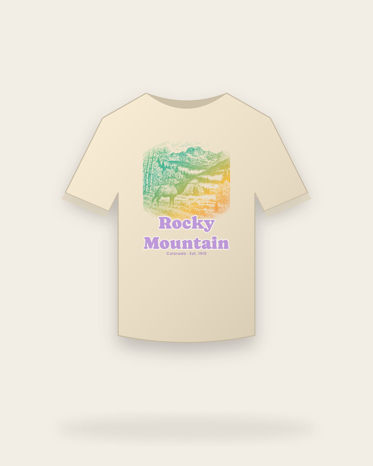 Rocky Mountain, CO Bugling Elk Classic Tee in Natural