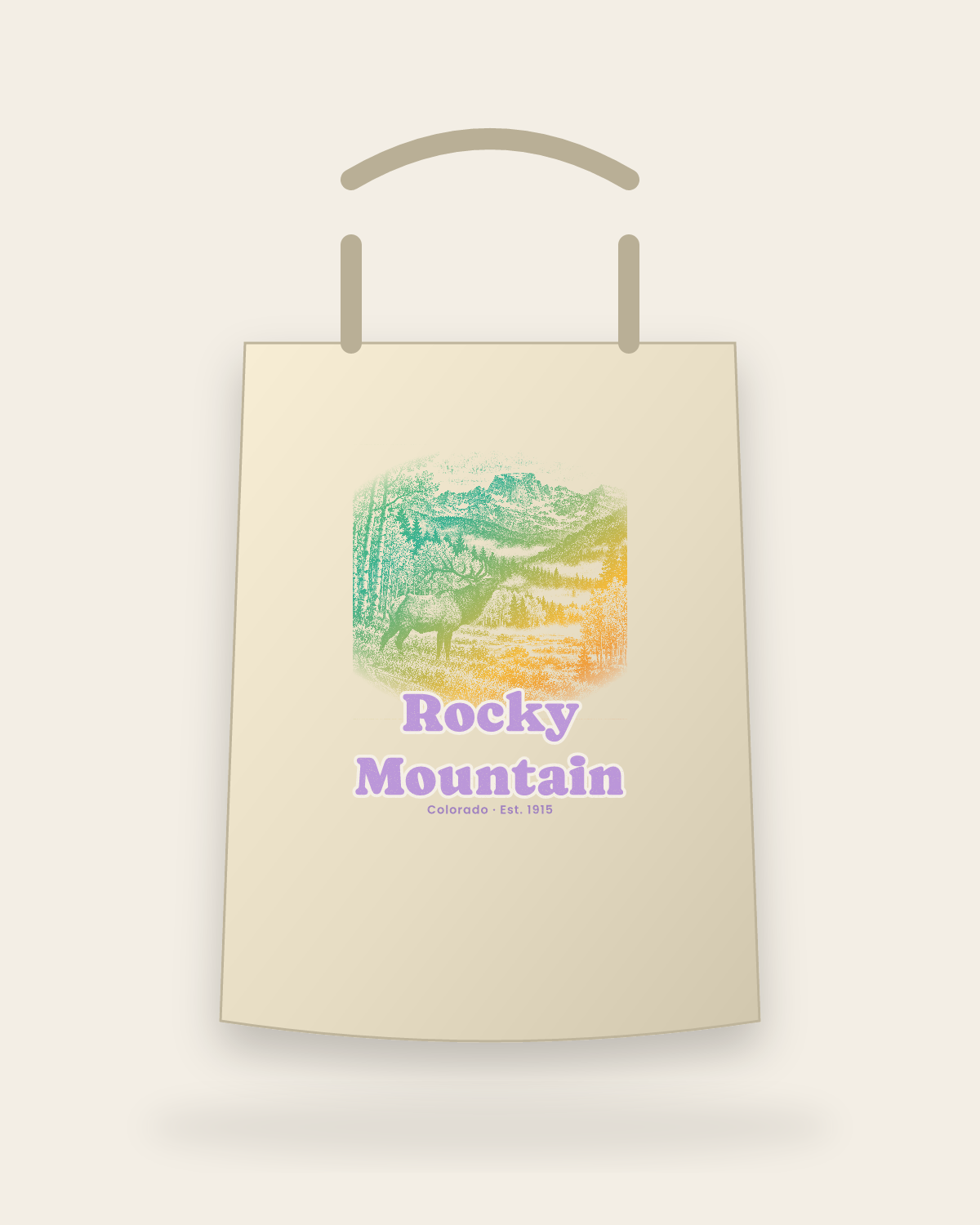 Rocky Mountain Bugling Elk Canvas Tote in Beige
