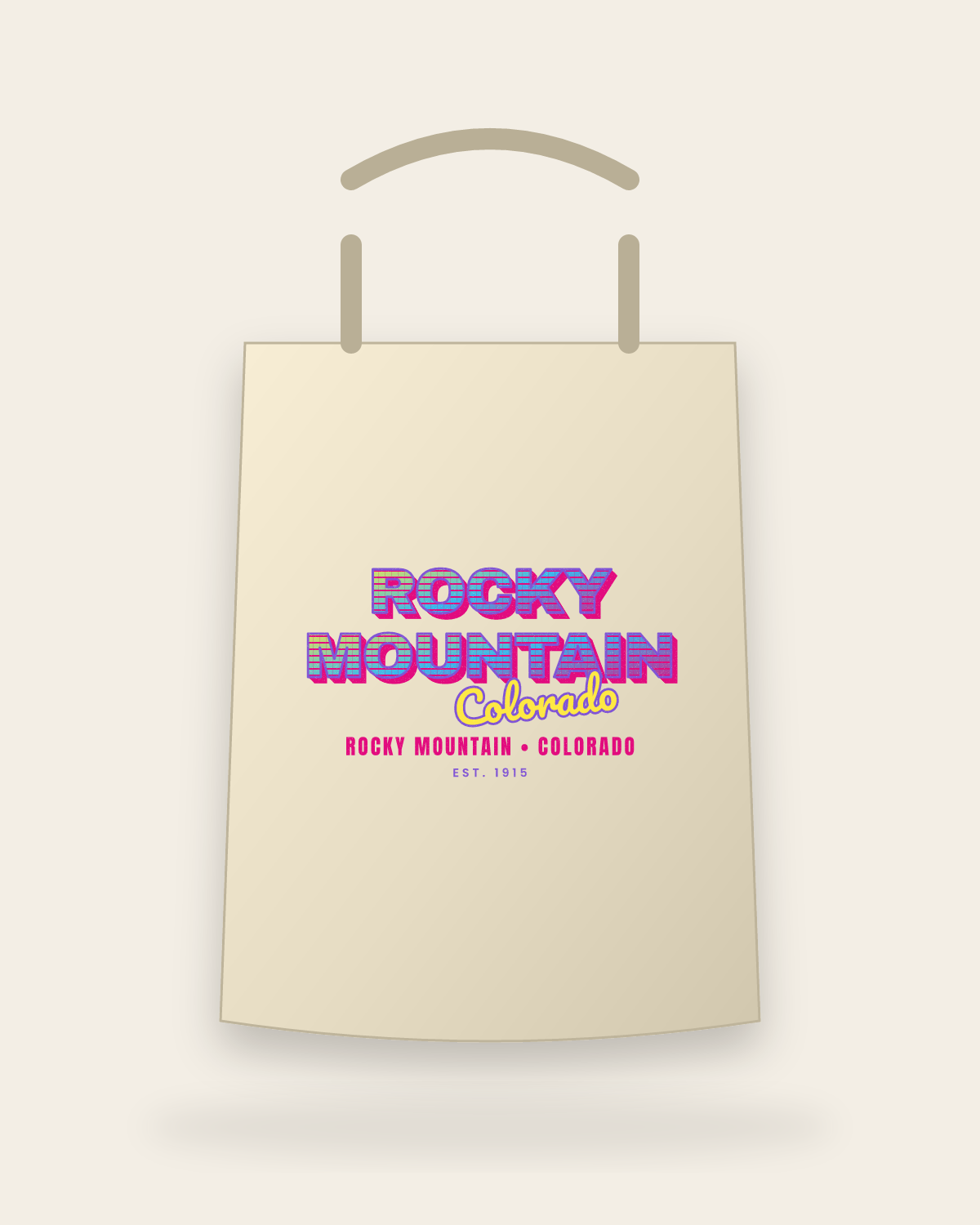 Rocky Mountain Music TV Canvas Tote in Beige