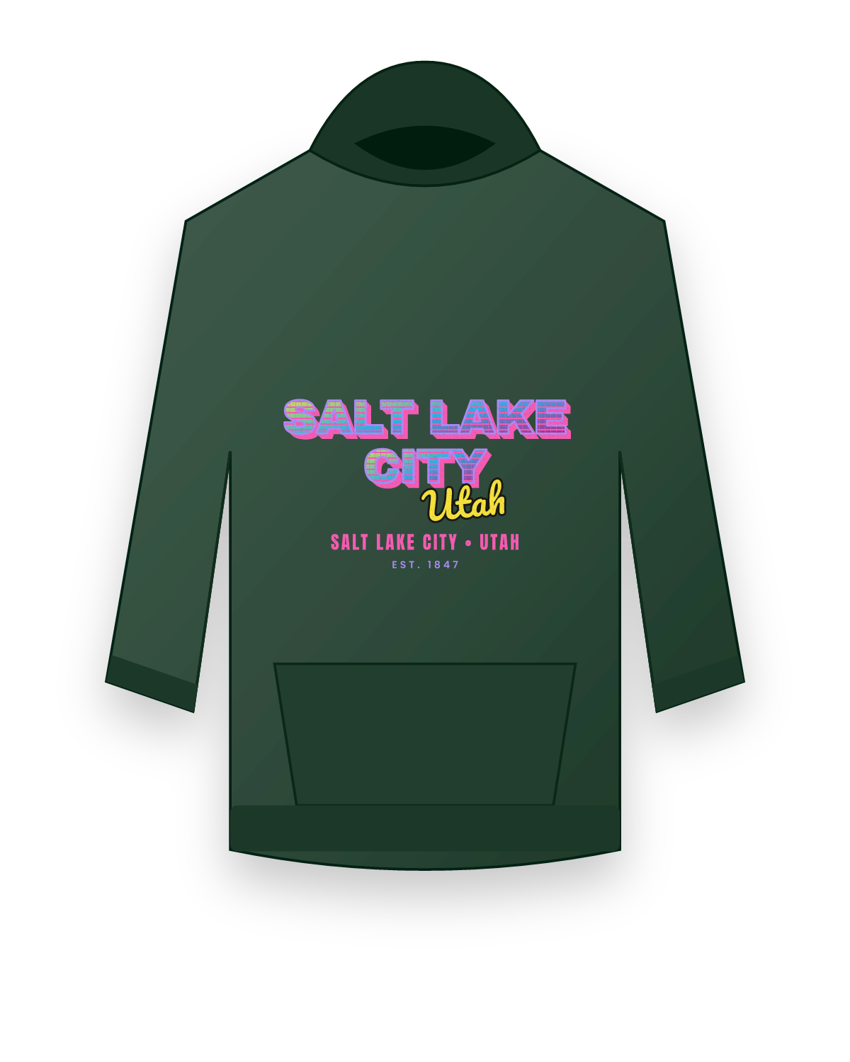 Salt Lake City Music TV Hooded Sweatshirt in Forest Green