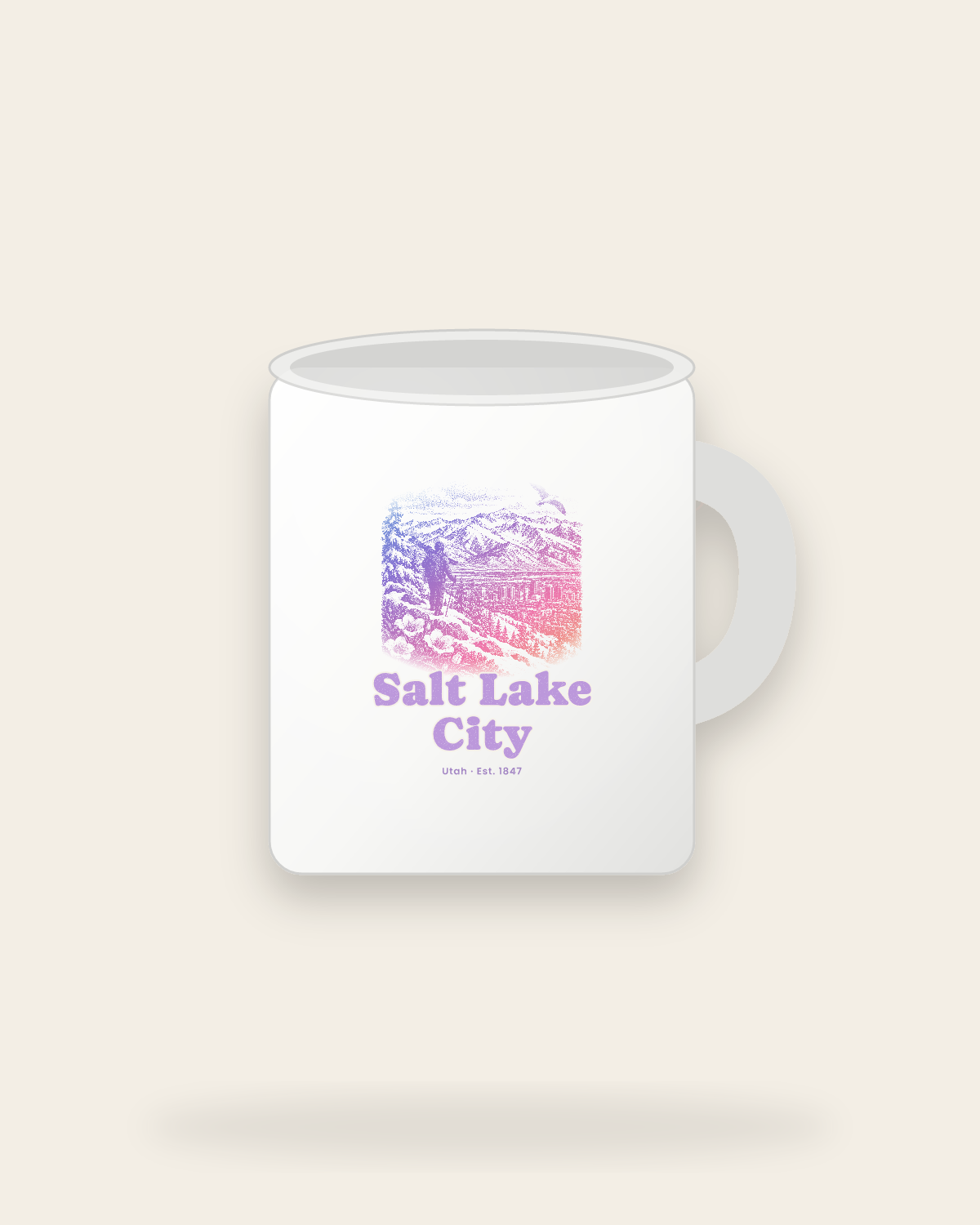Salt Lake City Wasatch Winter Ceramic Mug 11oz in White