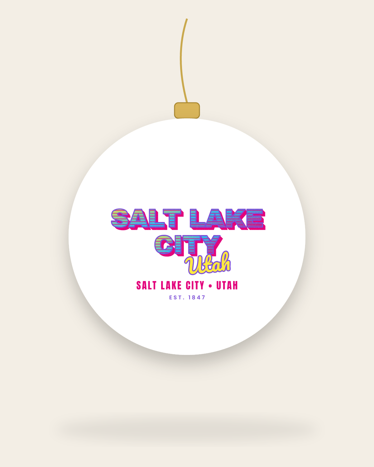 Salt Lake City Music TV Ceramic Ornament in White