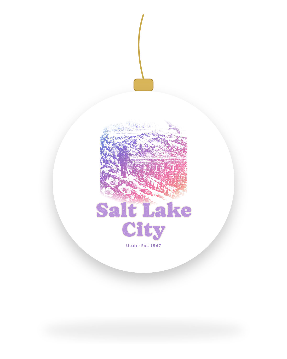 Salt Lake City Wasatch Winter Ceramic Ornament in White