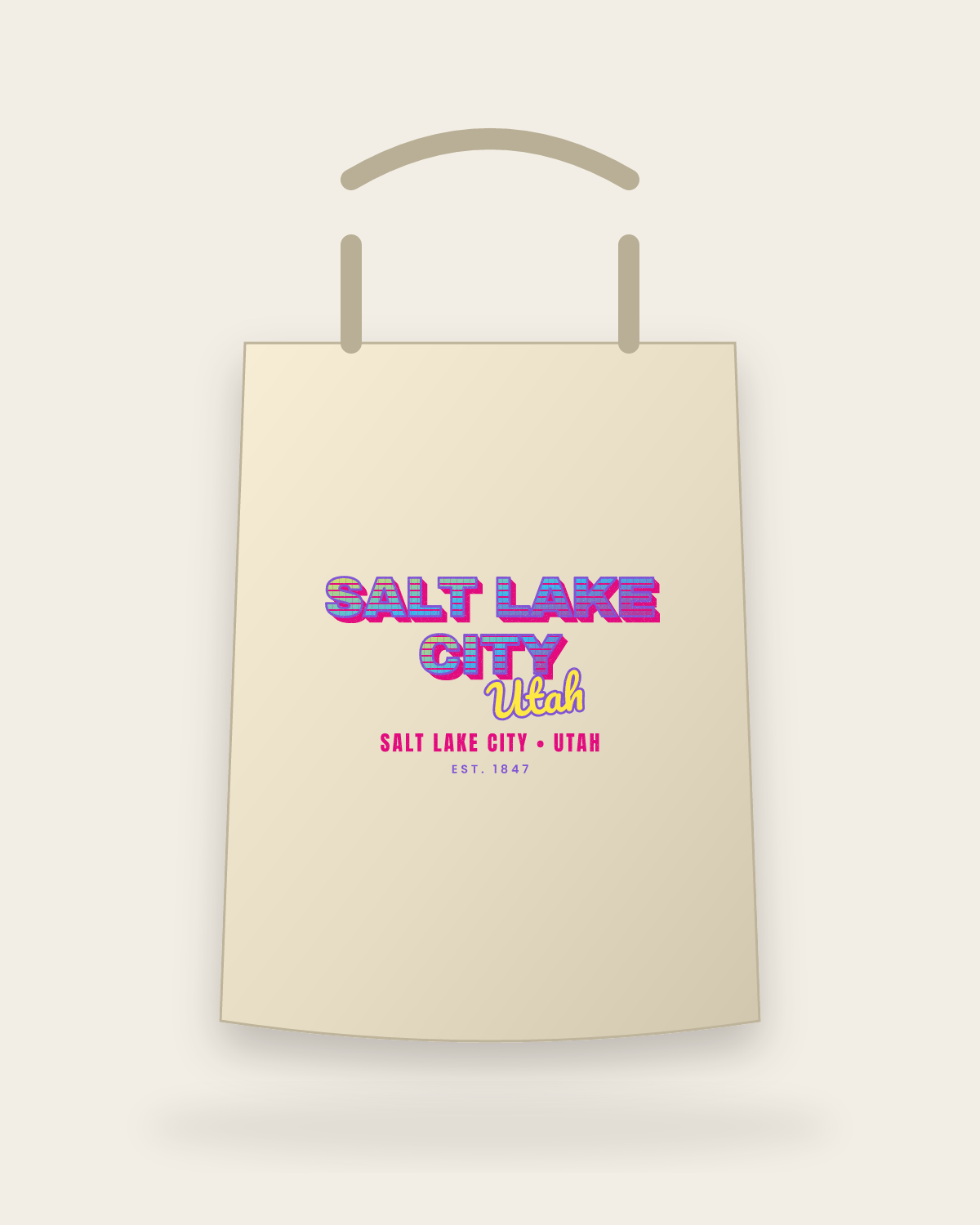 Salt Lake City Music TV Canvas Tote in Beige