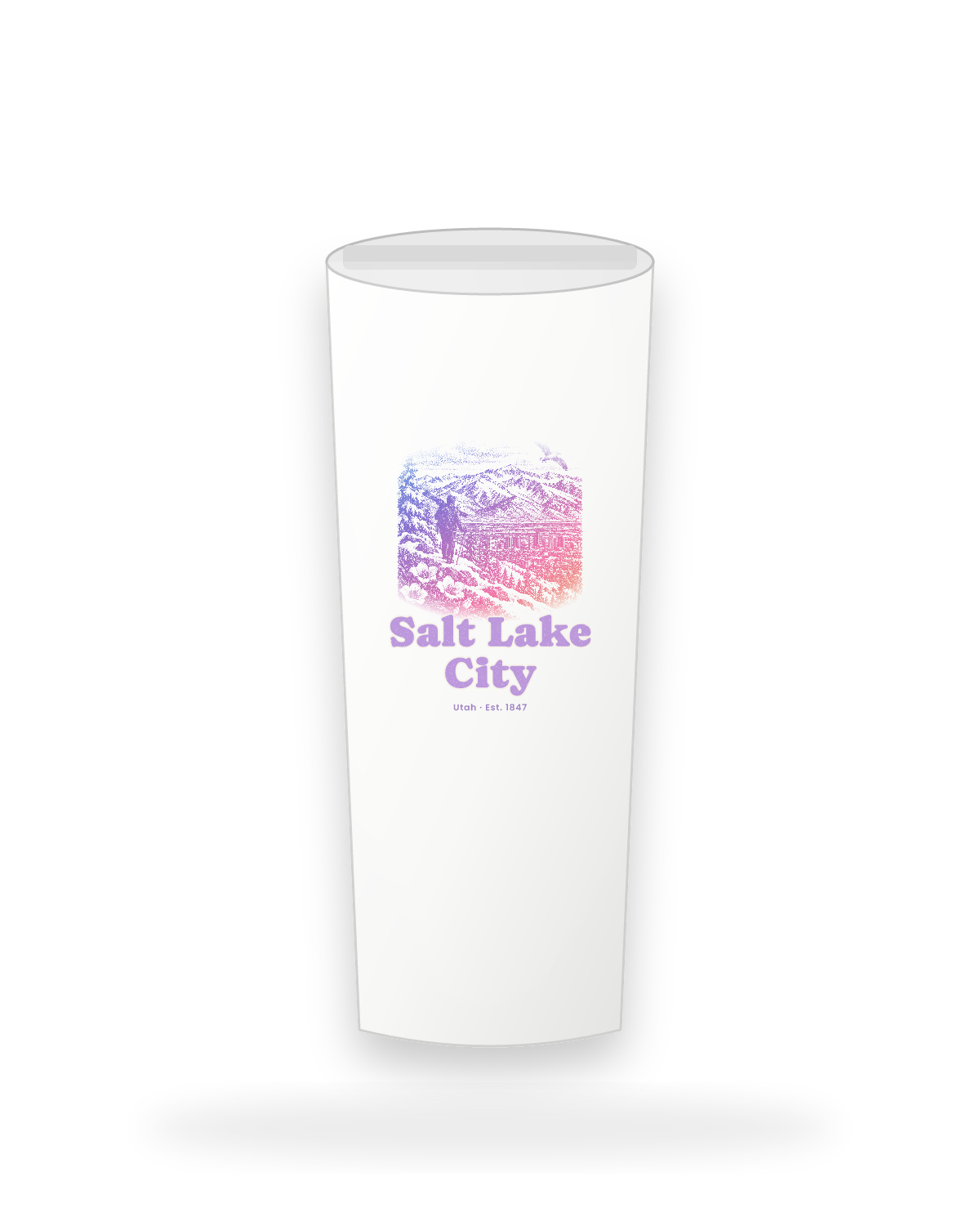 Salt Lake City Wasatch Winter Insulated Tumbler 20oz in White