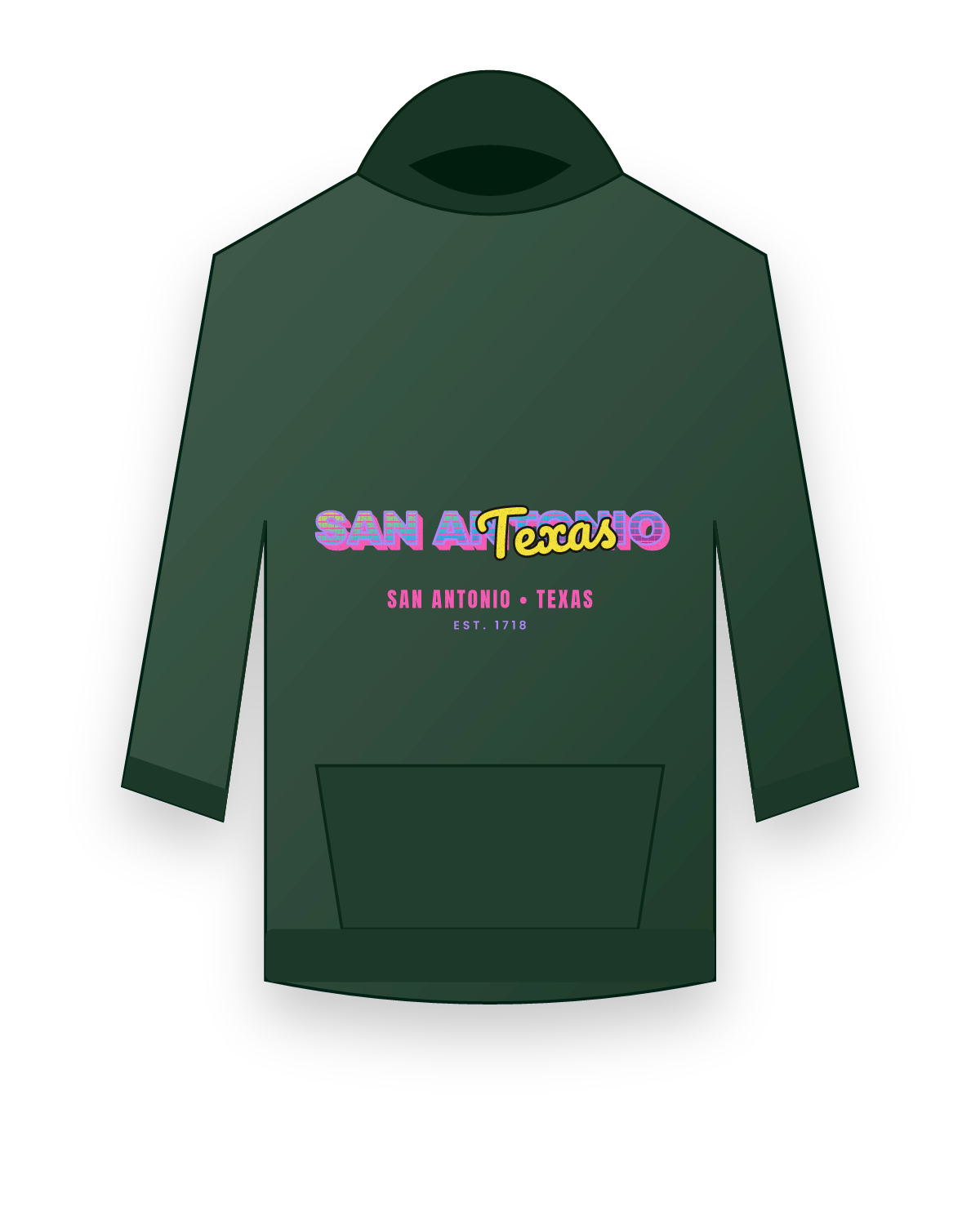 San Antonio Music TV Hooded Sweatshirt in Forest Green