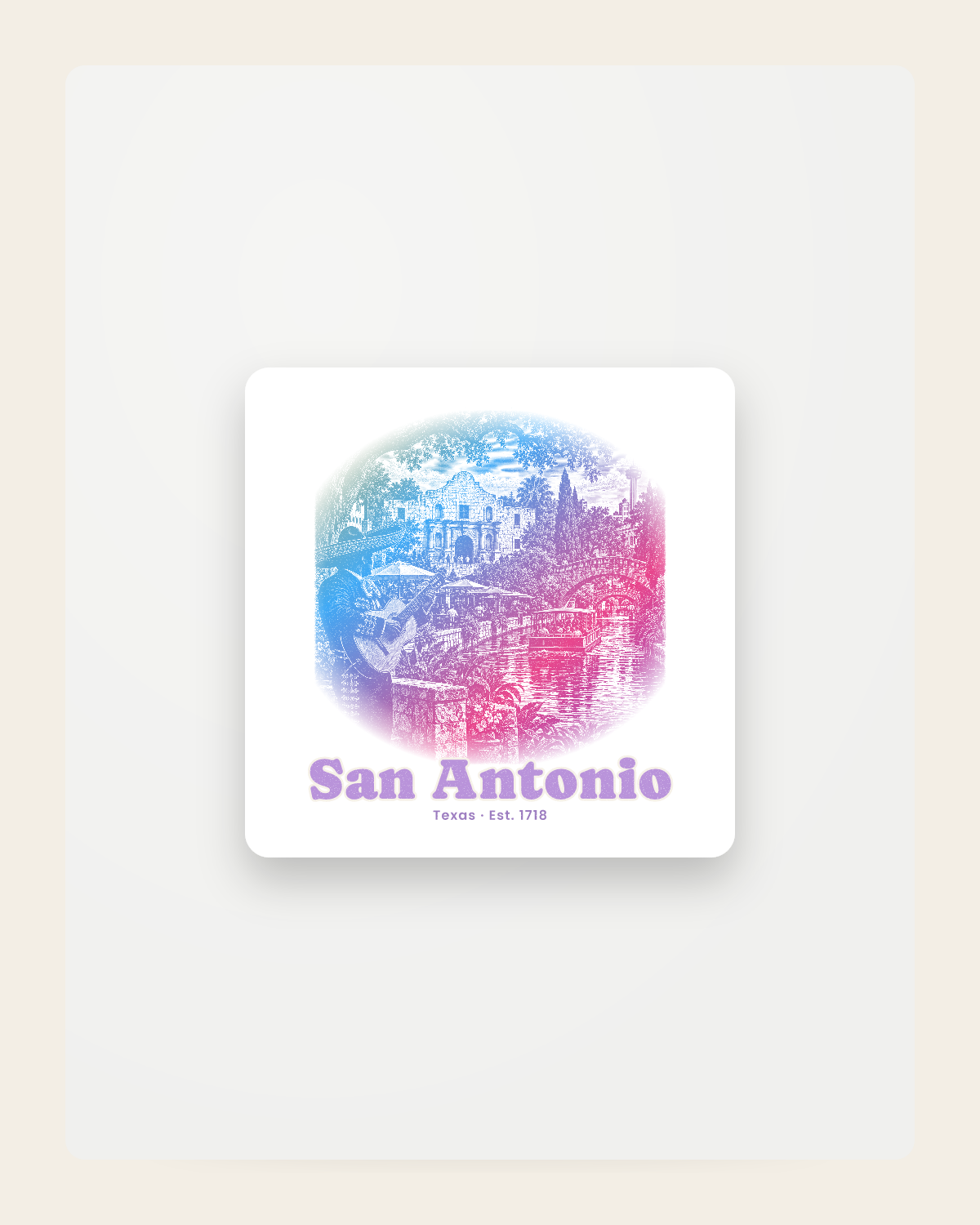 San Antonio Mission & River Walk Fridge Magnet in White