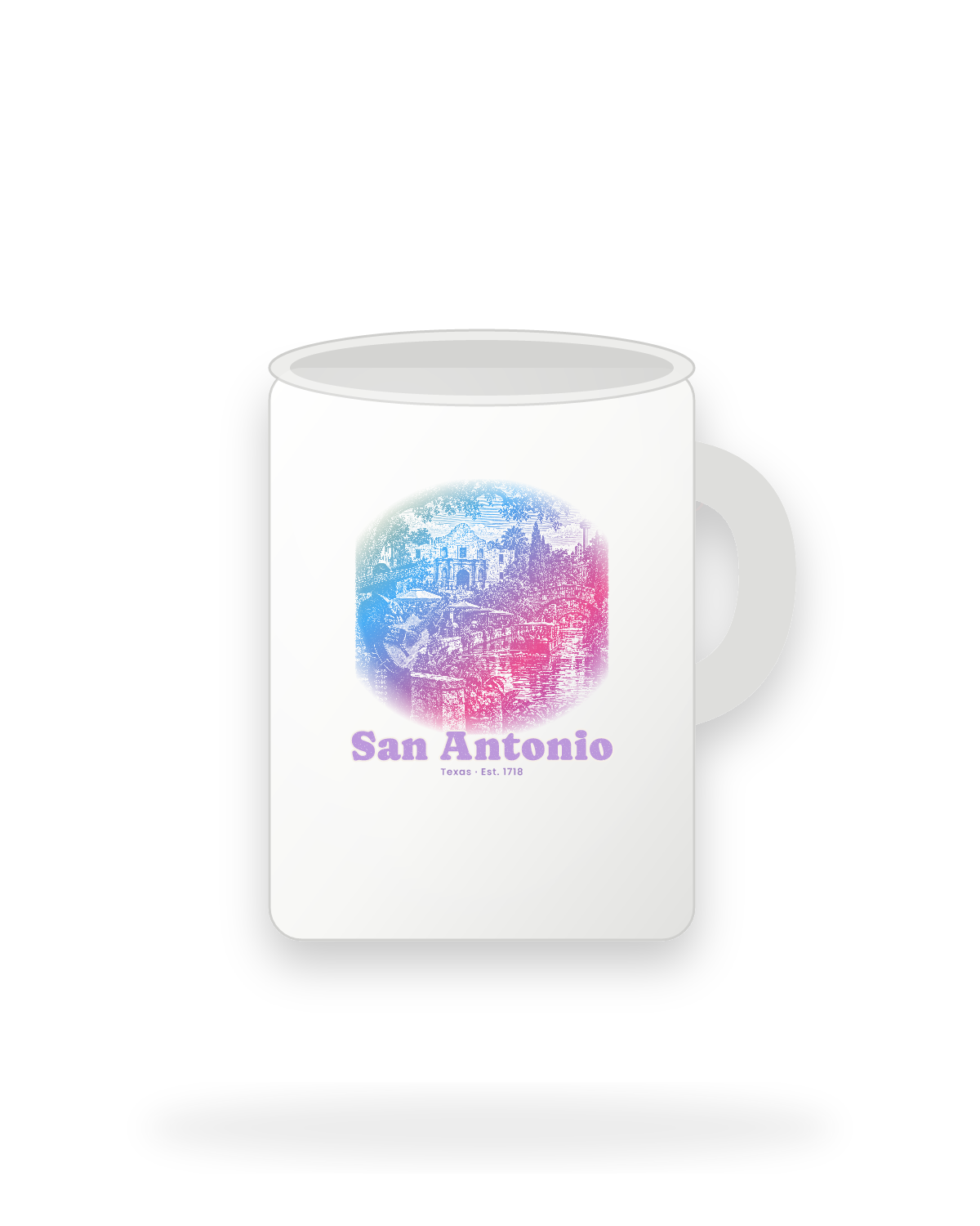 San Antonio Mission & River Walk Ceramic Mug 15oz in White