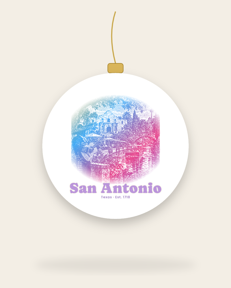 San Antonio Mission & River Walk Ceramic Ornament