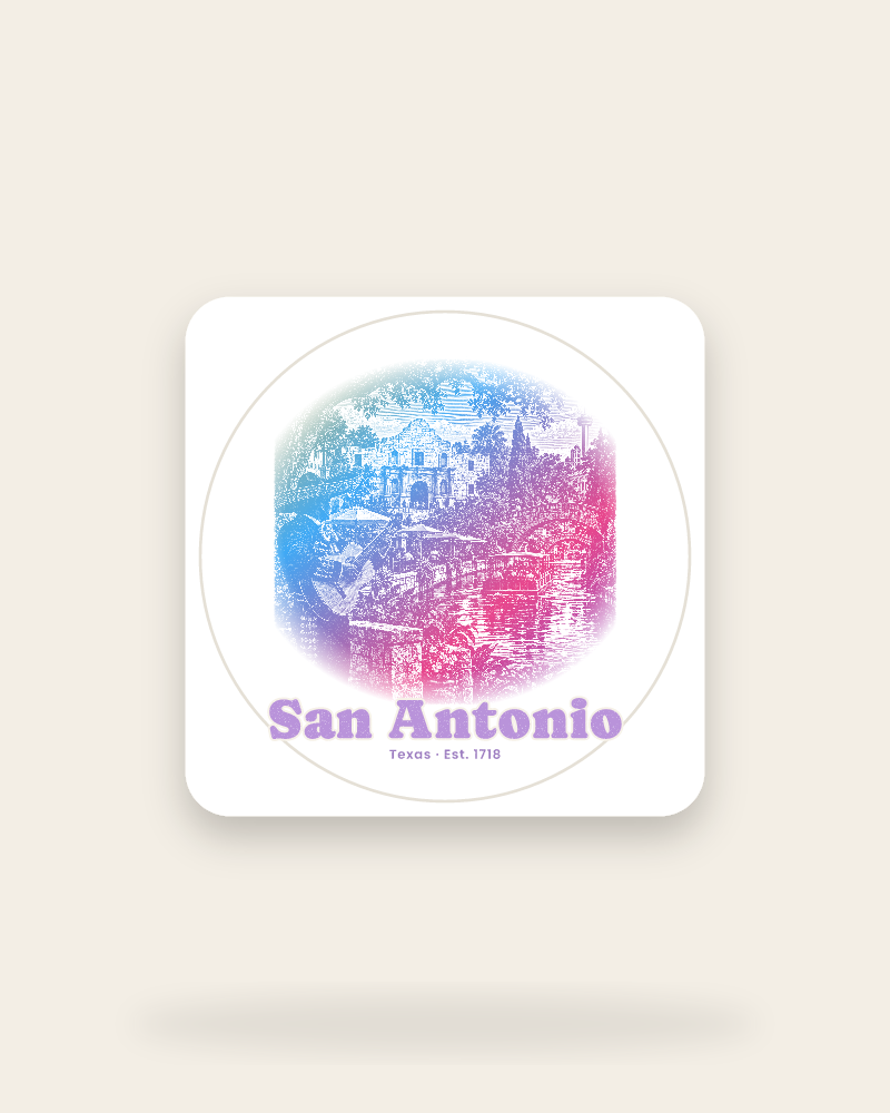San Antonio Mission & River Walk Kiss-Cut Sticker