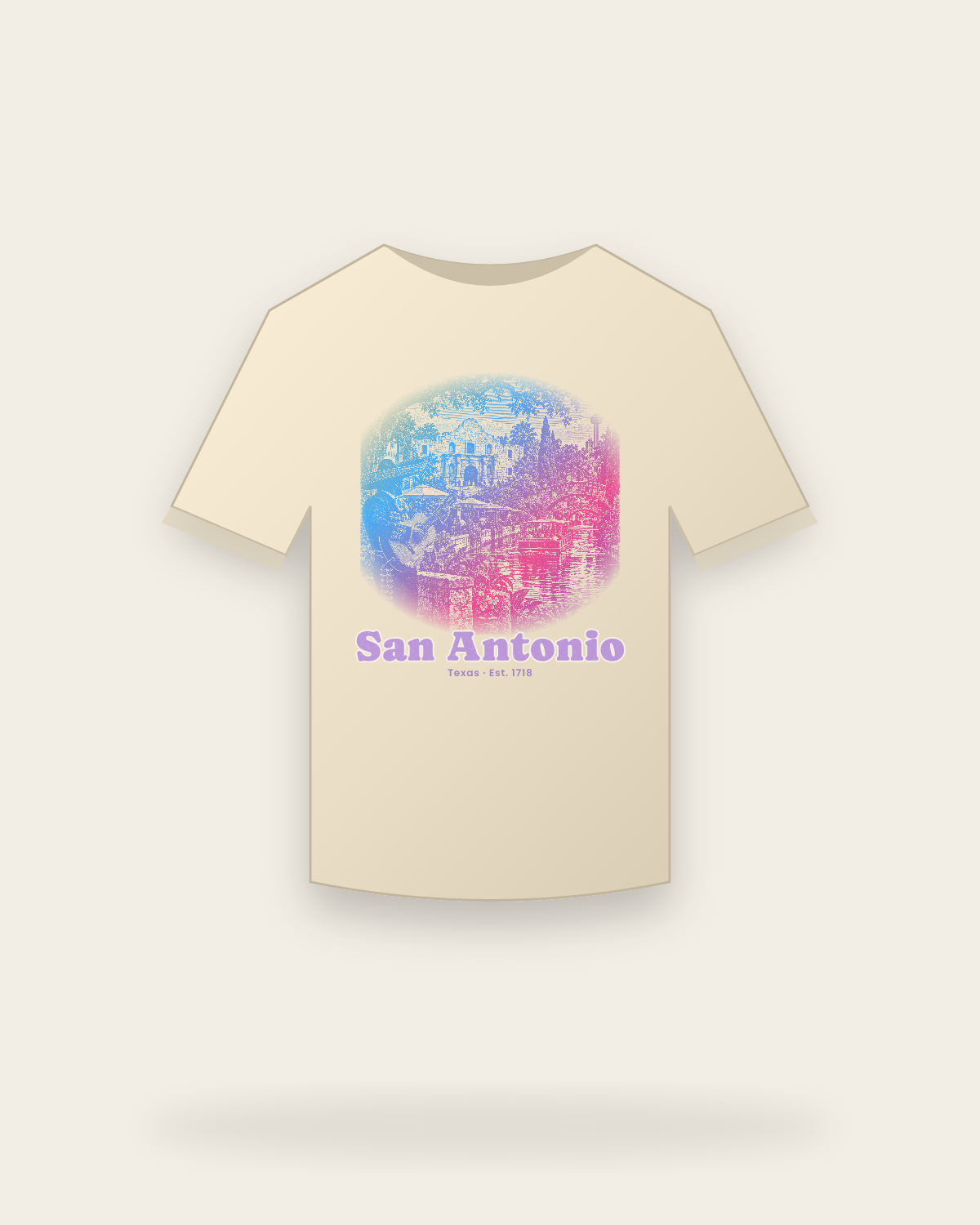 San Antonio, TX Mission & River Walk Classic Tee in Natural