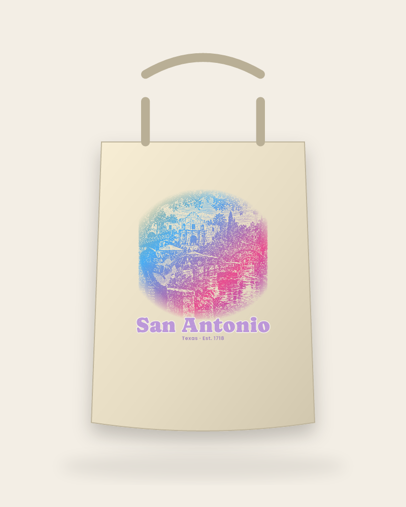 San Antonio Mission & River Walk Canvas Tote
