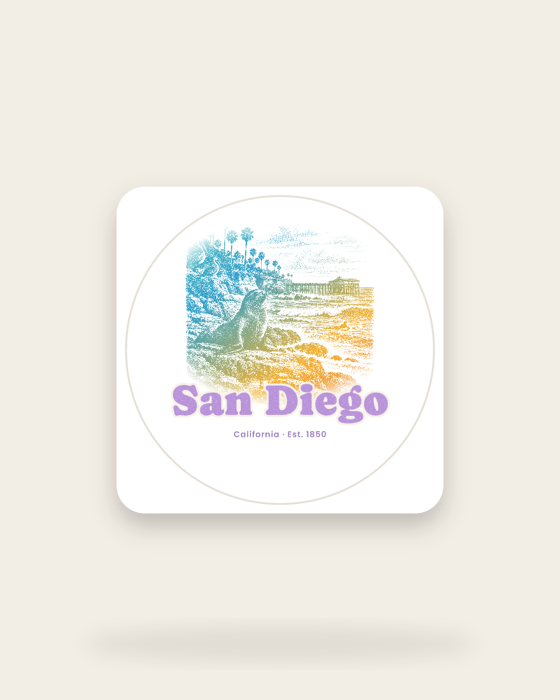 San Diego La Jolla Cove Kiss-Cut Sticker