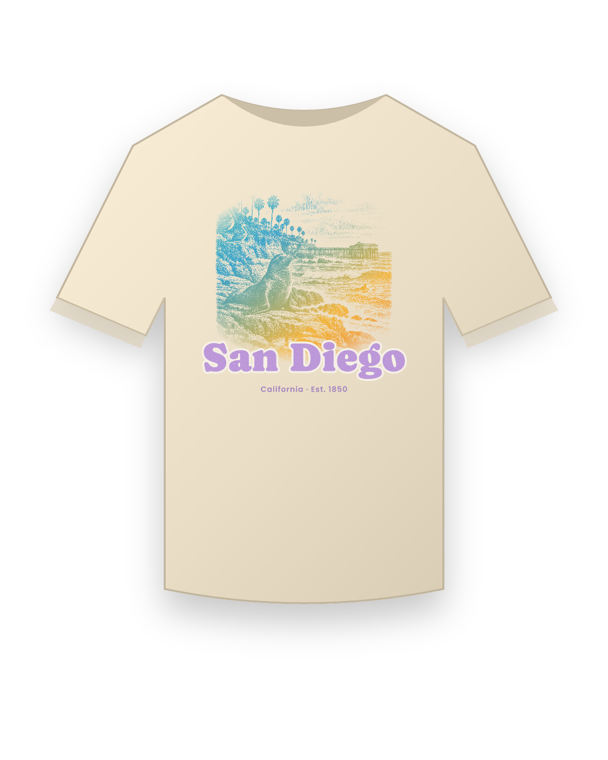 San Diego La Jolla Cove Organic Cotton Tee in Natural